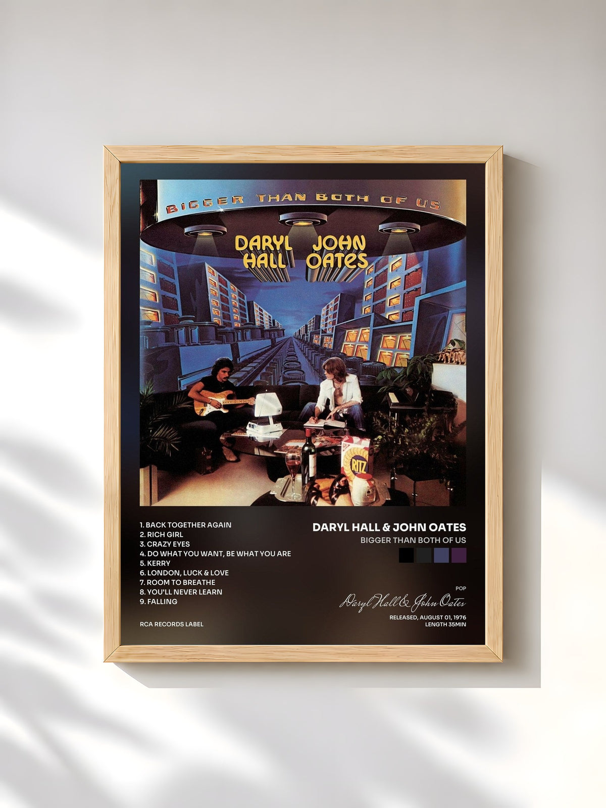 #bois Tableau de l'album Bigger Than Both Of Us de Daryl Hall & John Oates, cadre en bois brut, imprimé et encadré en France