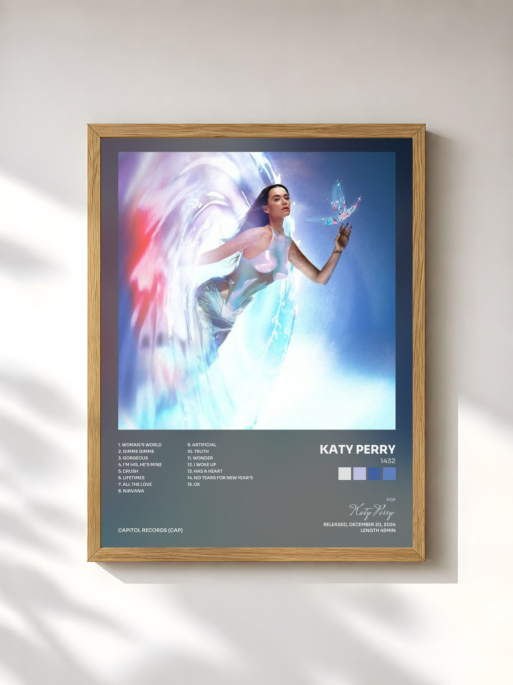 #bois Tableau de l'album 1432 de Katy Perry, cadre en bois brut, imprimé et encadré en France