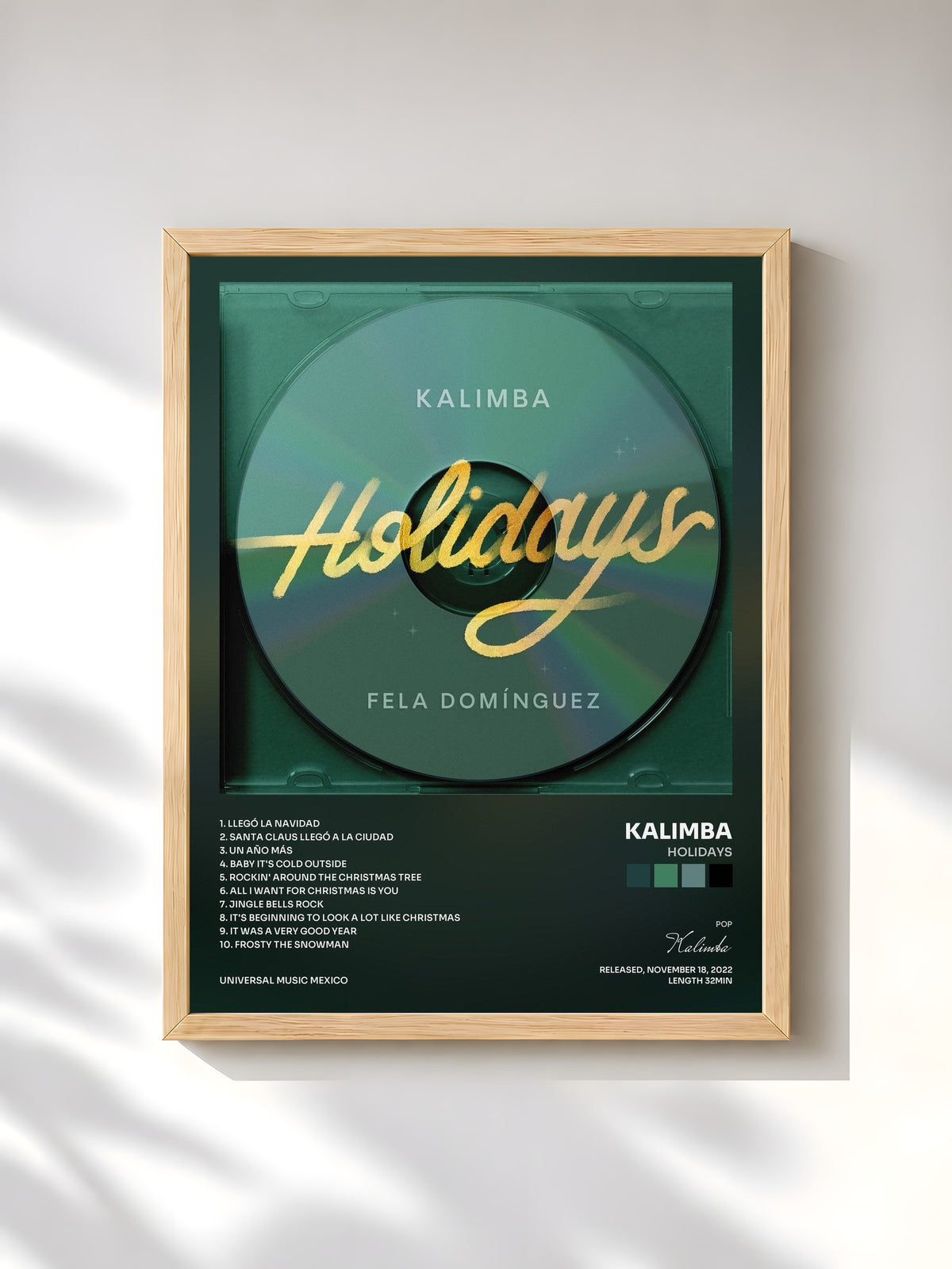 #bois Tableau de l'album Holidays de Kalimba, cadre en bois brut, imprimé et encadré en France