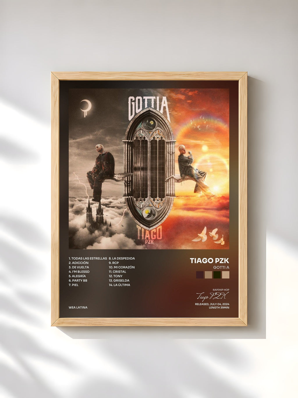 #bois Tableau de l'album GOTTI A de Tiago PZK, cadre en bois brut, imprimé et encadré en France