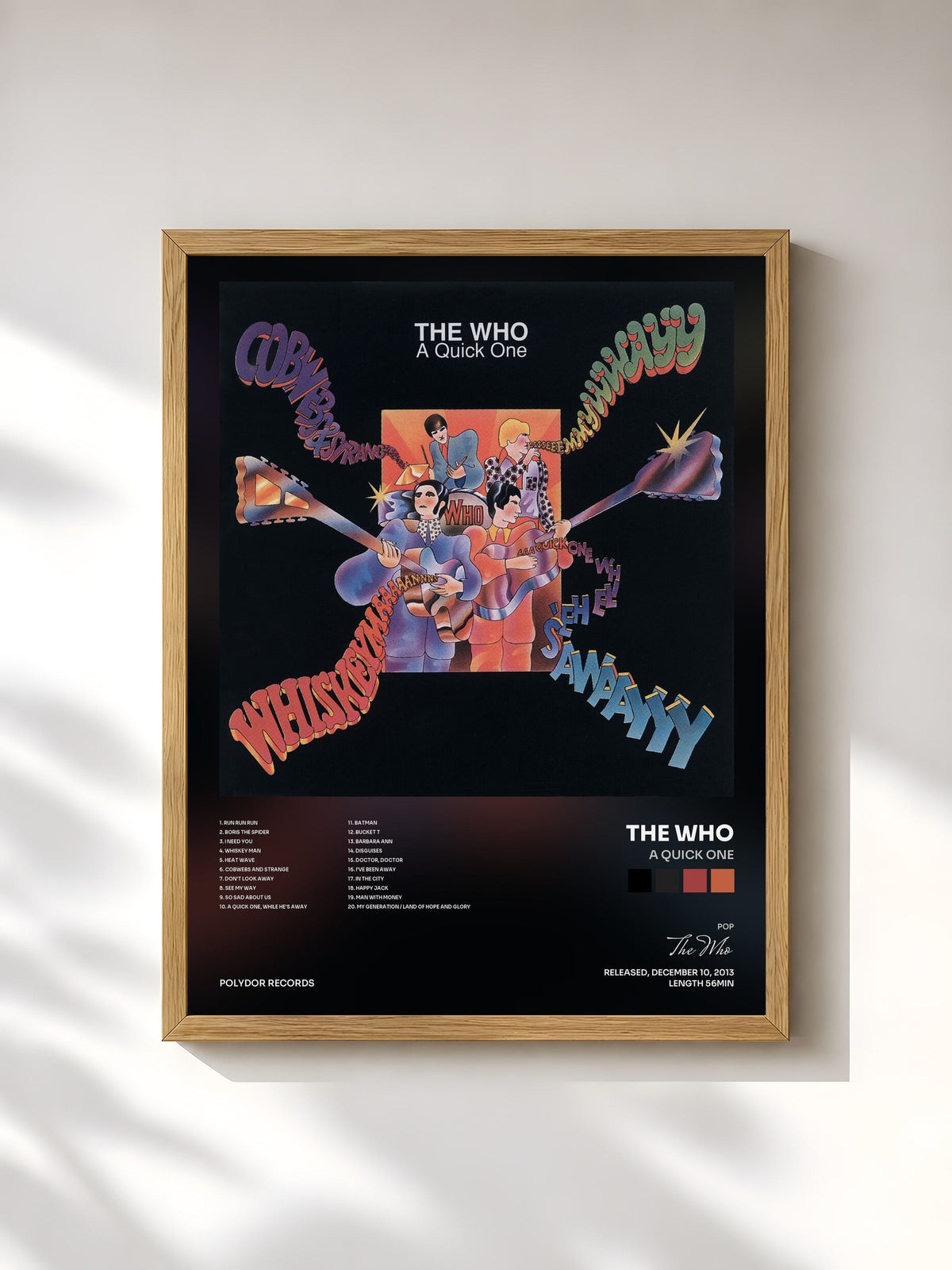 #bois Tableau de l'album A Quick One de The Who, cadre en bois brut, imprimé et encadré en France