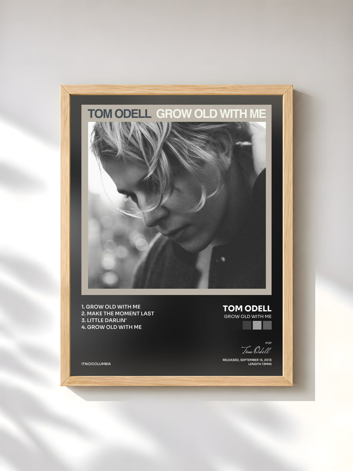 #bois Tableau de l'album Grow Old With Me de Tom Odell, cadre en bois brut, imprimé et encadré en France