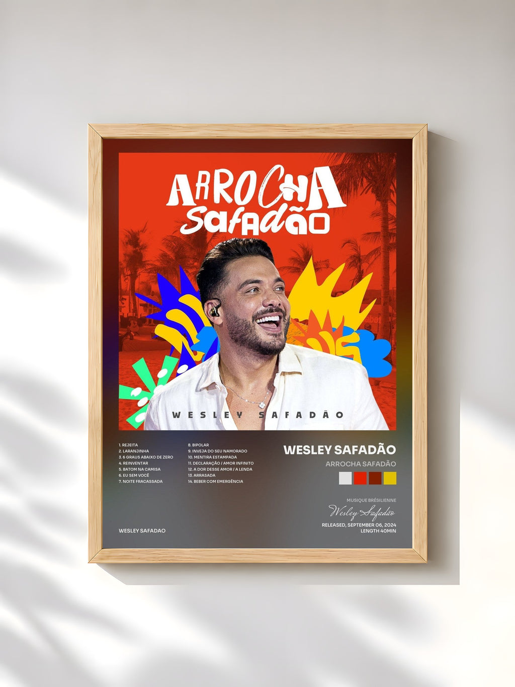 #bois Tableau de l'album Arrocha Safadão de Wesley Safadão, cadre en bois brut, imprimé et encadré en France
