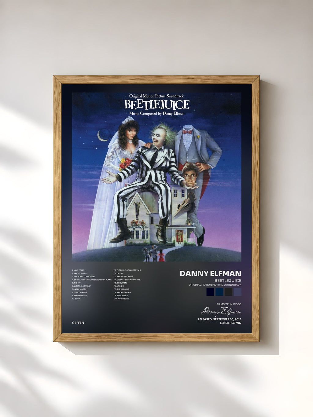 #bois Tableau de l'album Beetlejuice (Original Motion Picture Soundtrack) de Danny Elfman, cadre en bois brut, imprimé et encadré en France