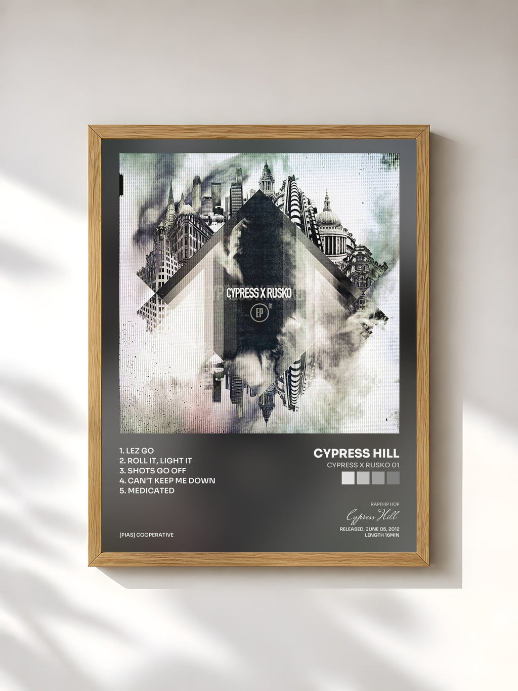 #bois Tableau de l'album Cypress X Rusko 01 de Cypress Hill, cadre en bois brut, imprimé et encadré en France