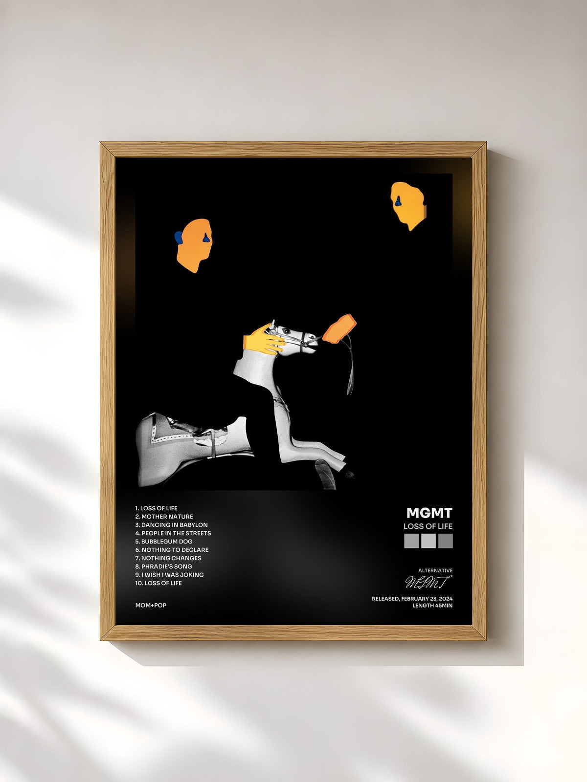 #bois Tableau de l'album Loss Of Life de MGMT, cadre en bois brut, imprimé et encadré en France