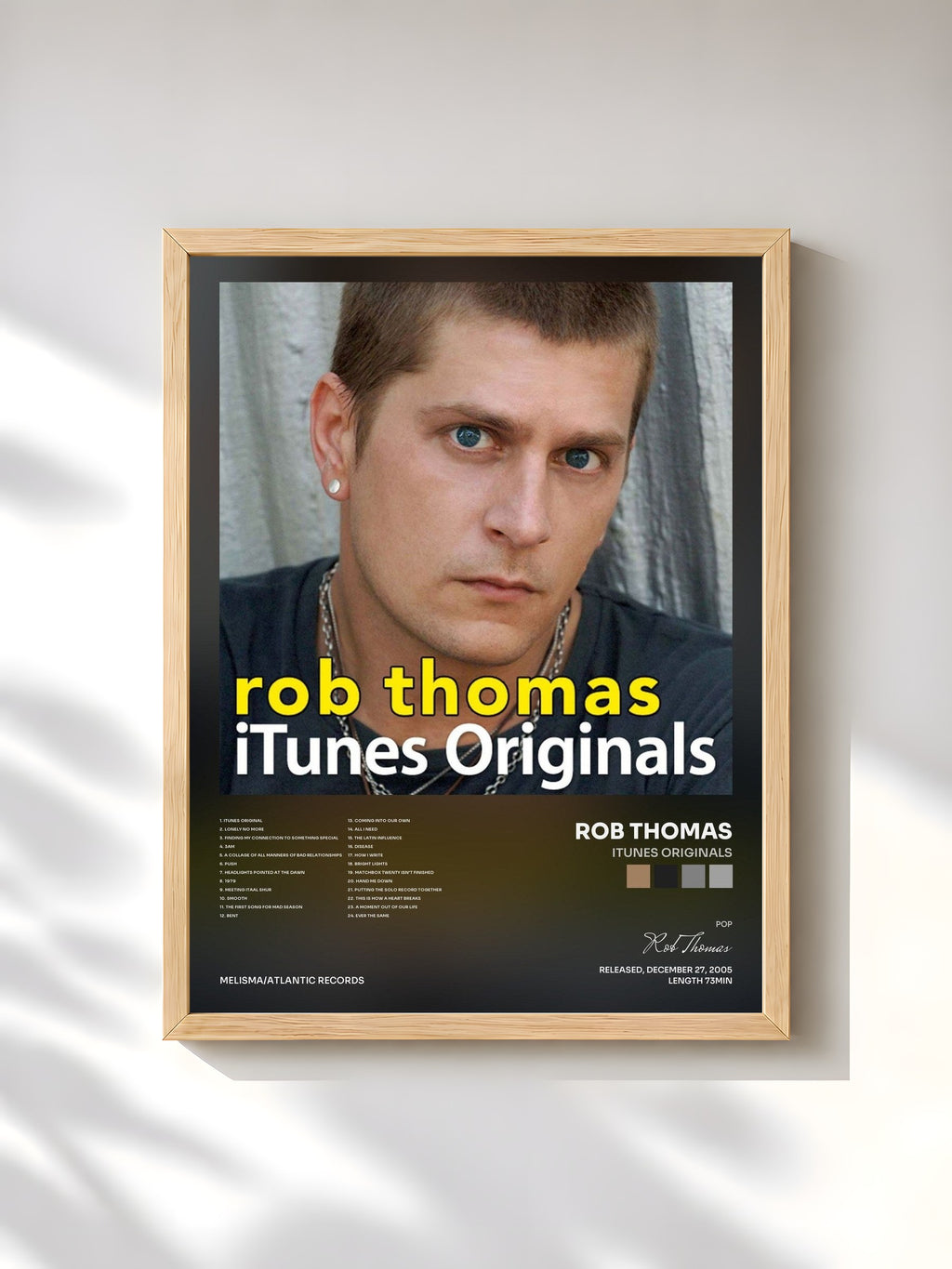#bois Tableau de l'album iTunes Originals de Rob Thomas, cadre en bois brut, imprimé et encadré en France