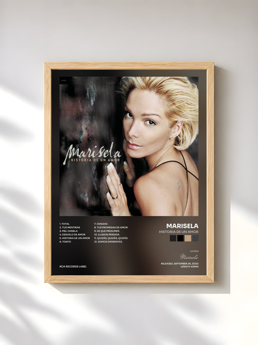 #bois Tableau de l'album Historia de un Amor de Marisela, cadre en bois brut, imprimé et encadré en France
