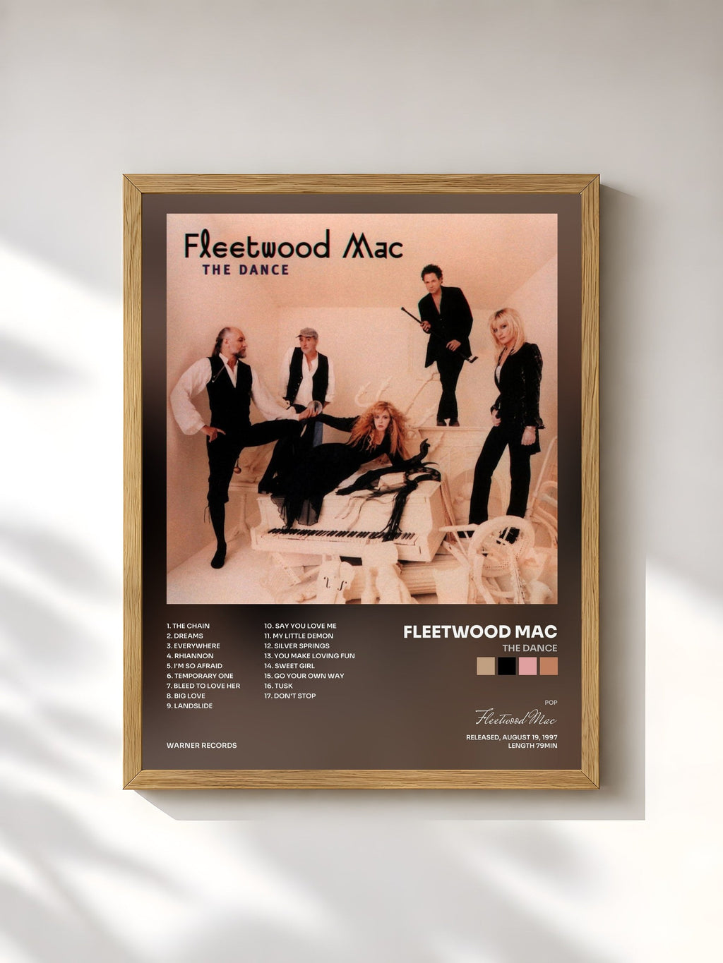 #bois Tableau de l'album The Dance de Fleetwood Mac, cadre en bois brut, imprimé et encadré en France