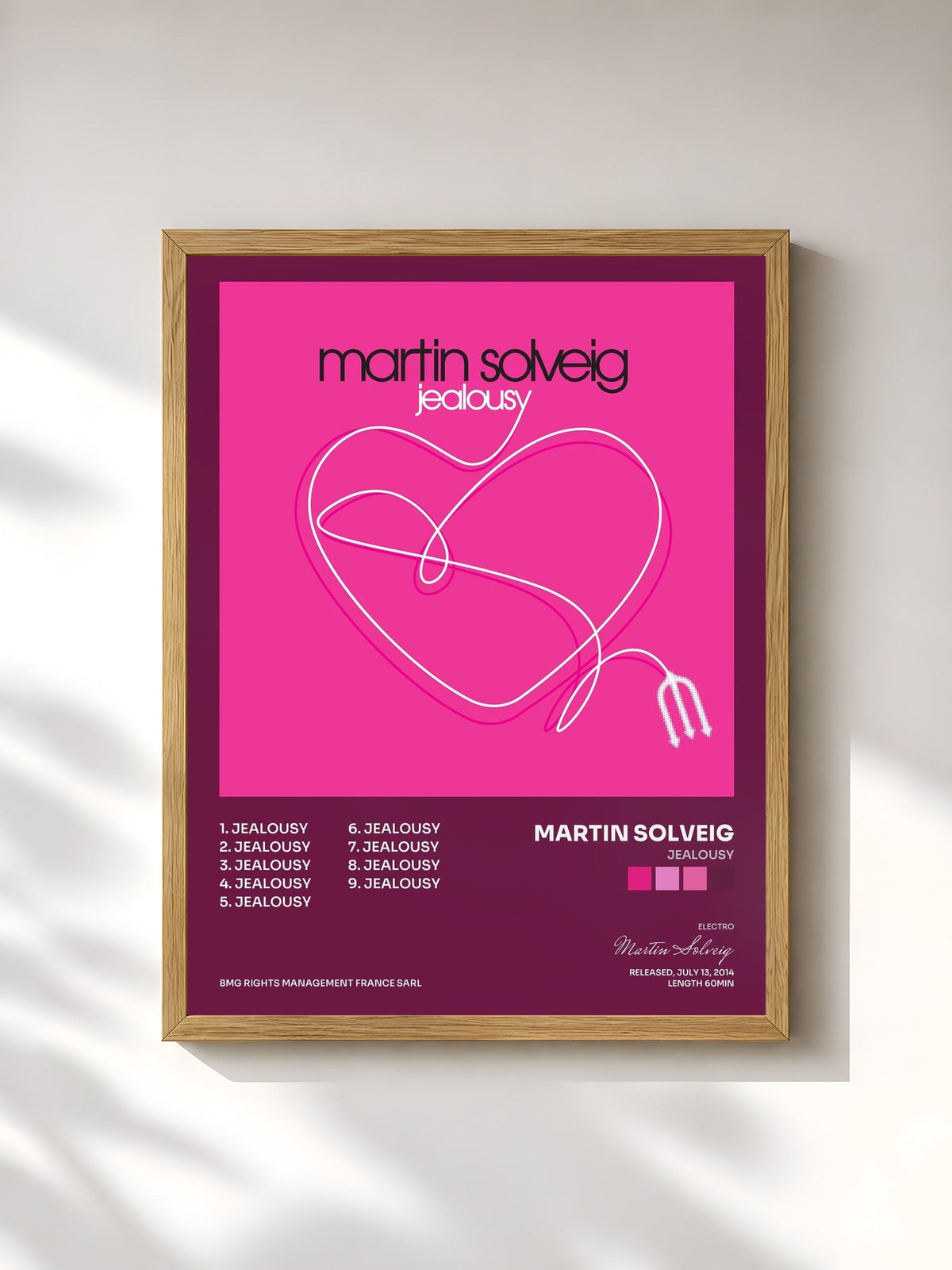 #bois Tableau de l'album Jealousy de Martin Solveig, cadre en bois brut, imprimé et encadré en France
