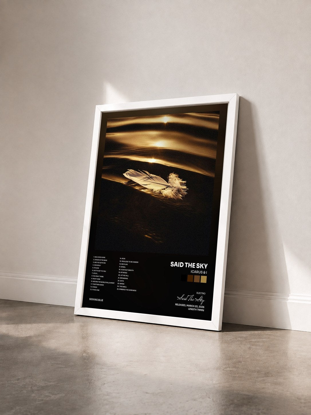 #blanc Tableau de l'album Icarus & I de Said The Sky vu de trois quarts, cadre blanc