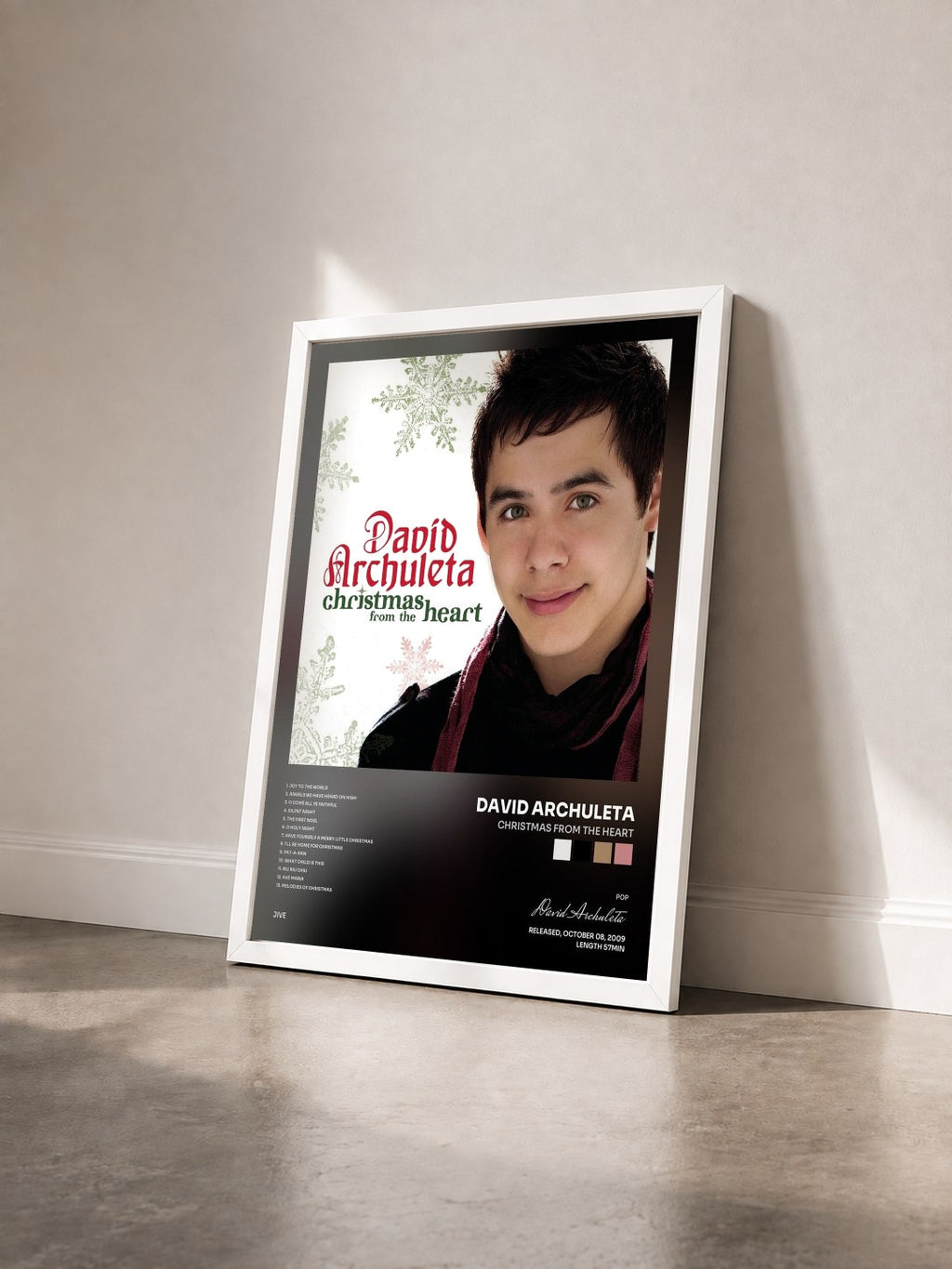 #blanc Tableau de l'album Christmas From The Heart de David Archuleta vu de trois quarts, cadre blanc