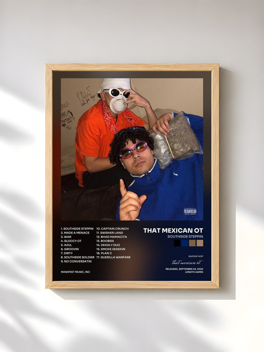 #bois Tableau de l'album Southside Steppin de that mexican ot, cadre en bois brut, imprimé et encadré en France