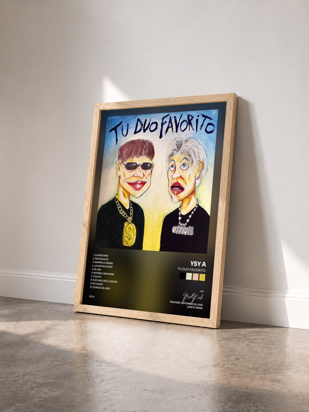 #bois Tableau de l'album TU DUO FAVORITO de YSY A vu de trois quarts, cadre en bois brut