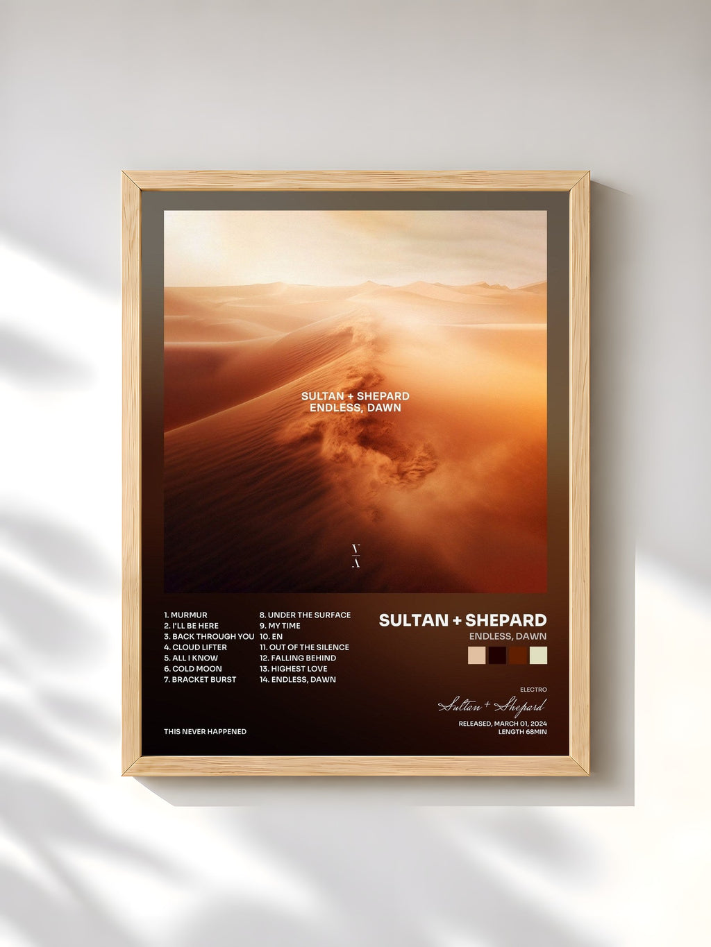 #bois Tableau de l'album Endless, Dawn de Sultan + Shepard, cadre en bois brut, imprimé et encadré en France
