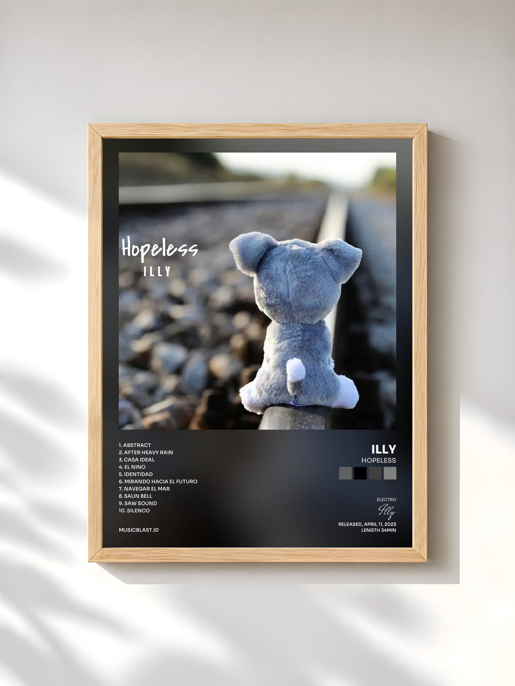#bois Tableau de l'album Hopeless de Illy, cadre en bois brut, imprimé et encadré en France