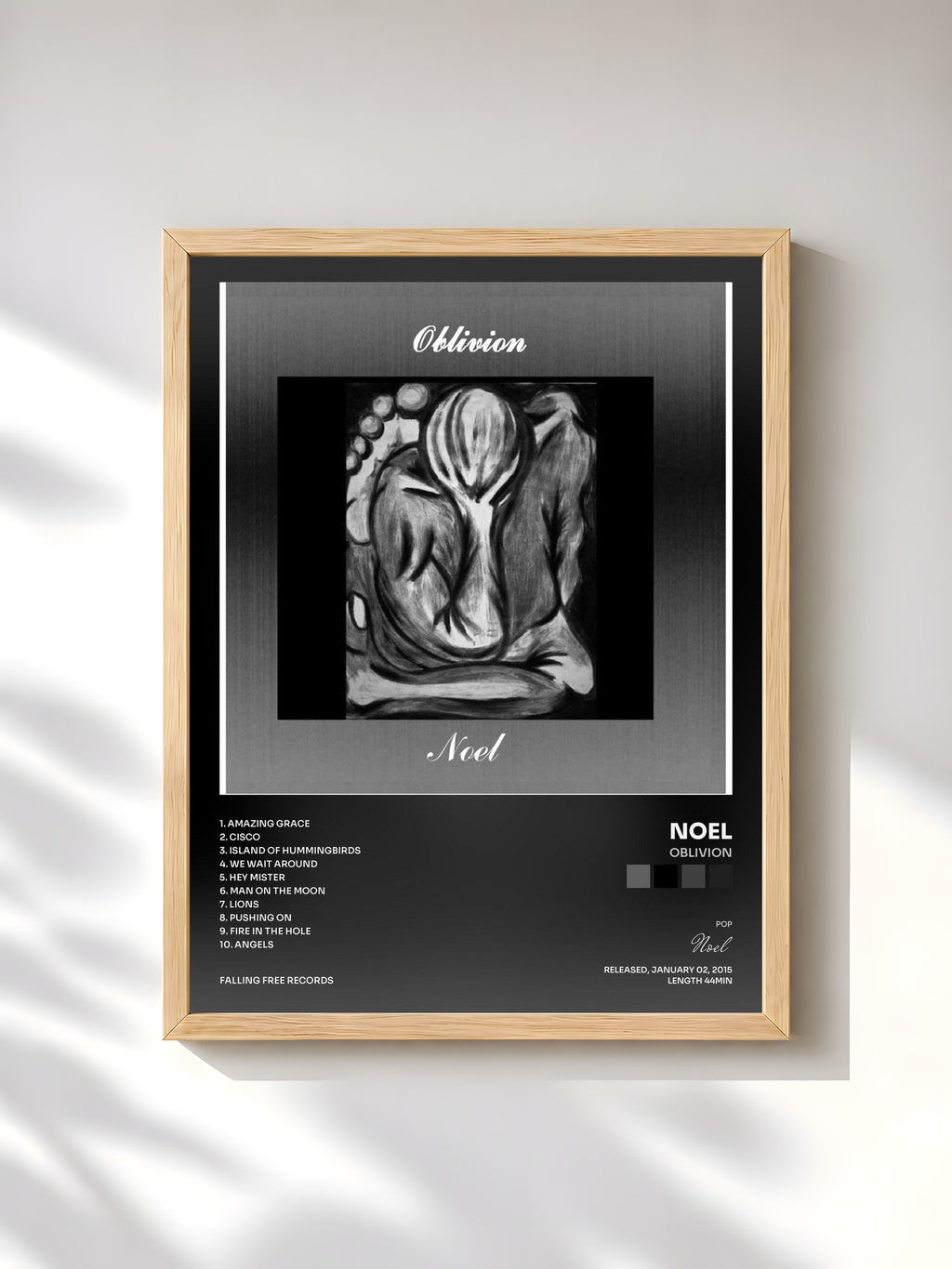 #bois Tableau de l'album Oblivion de Noel, cadre en bois brut, imprimé et encadré en France