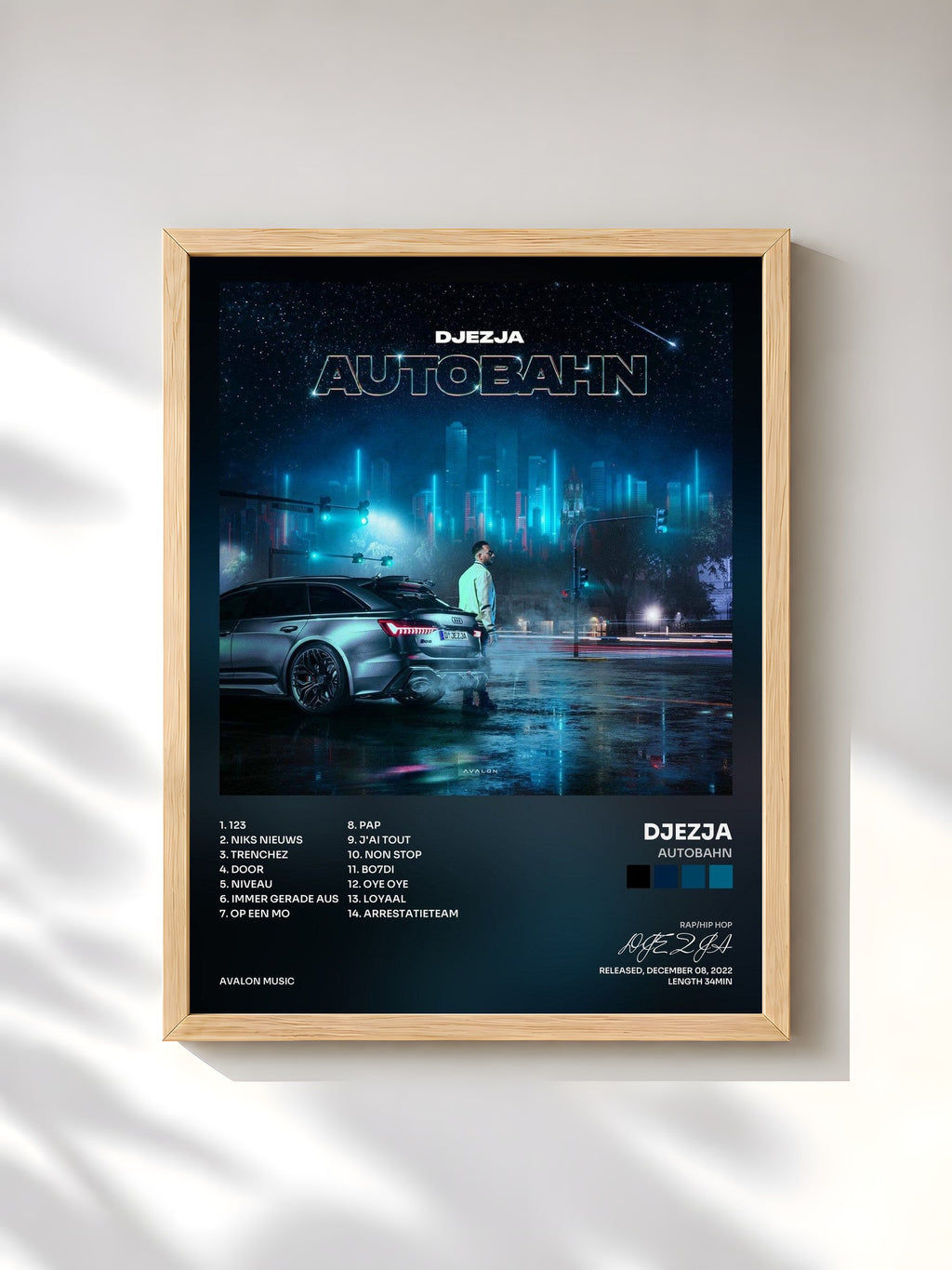 #bois Tableau de l'album Autobahn de DJEZJA, cadre en bois brut, imprimé et encadré en France