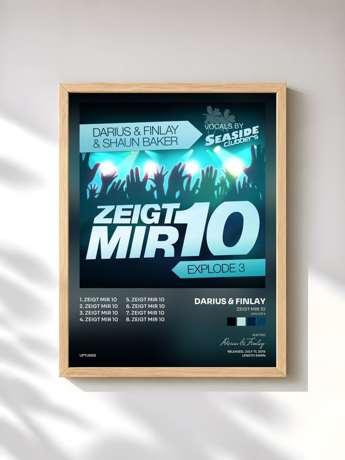 #bois Tableau de l'album Zeigt Mir 10 (Explode 3) de Darius & Finlay, cadre en bois brut, imprimé et encadré en France