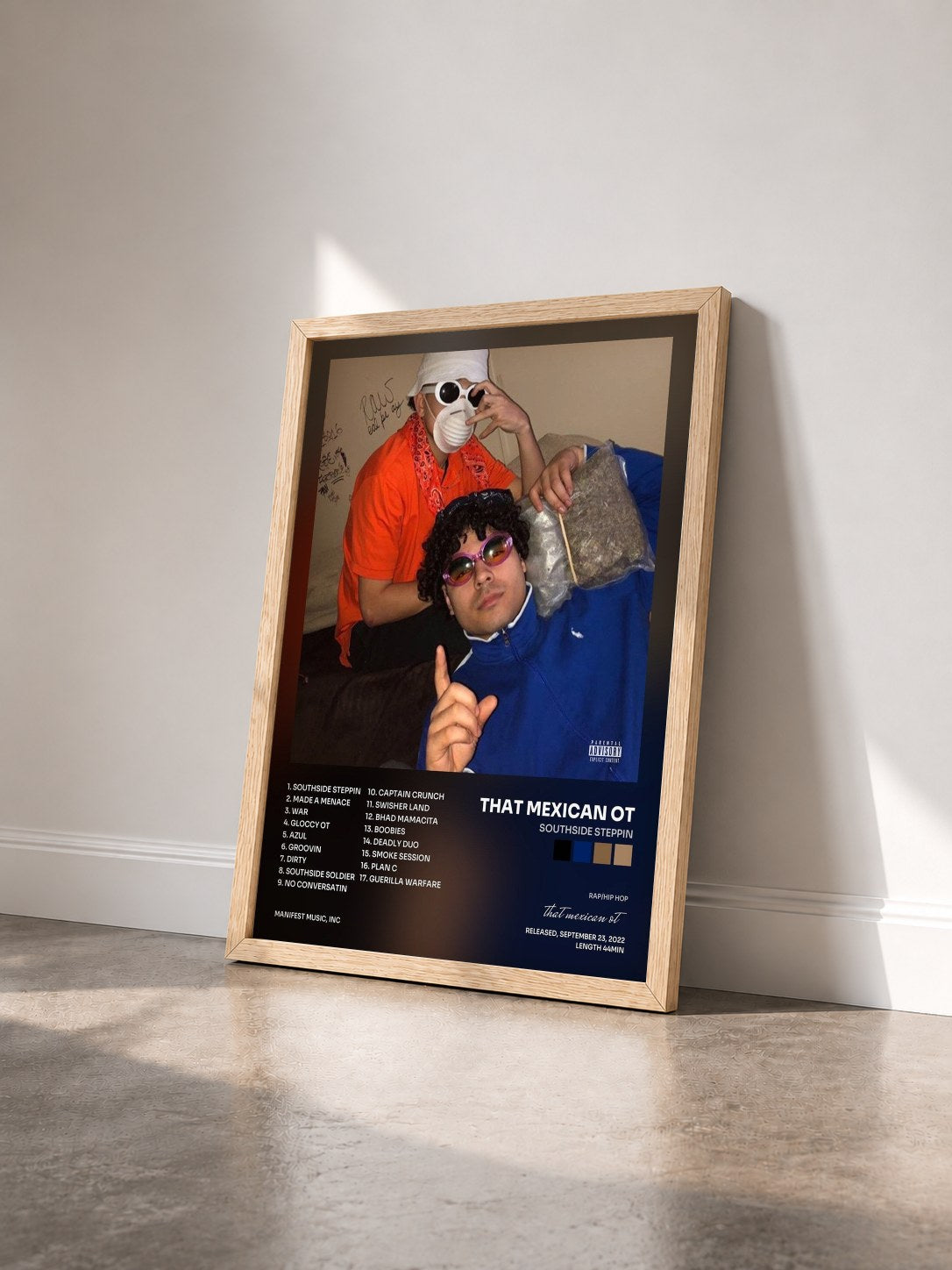 #bois Tableau de l'album Southside Steppin de that mexican ot vu de trois quarts, cadre en bois brut