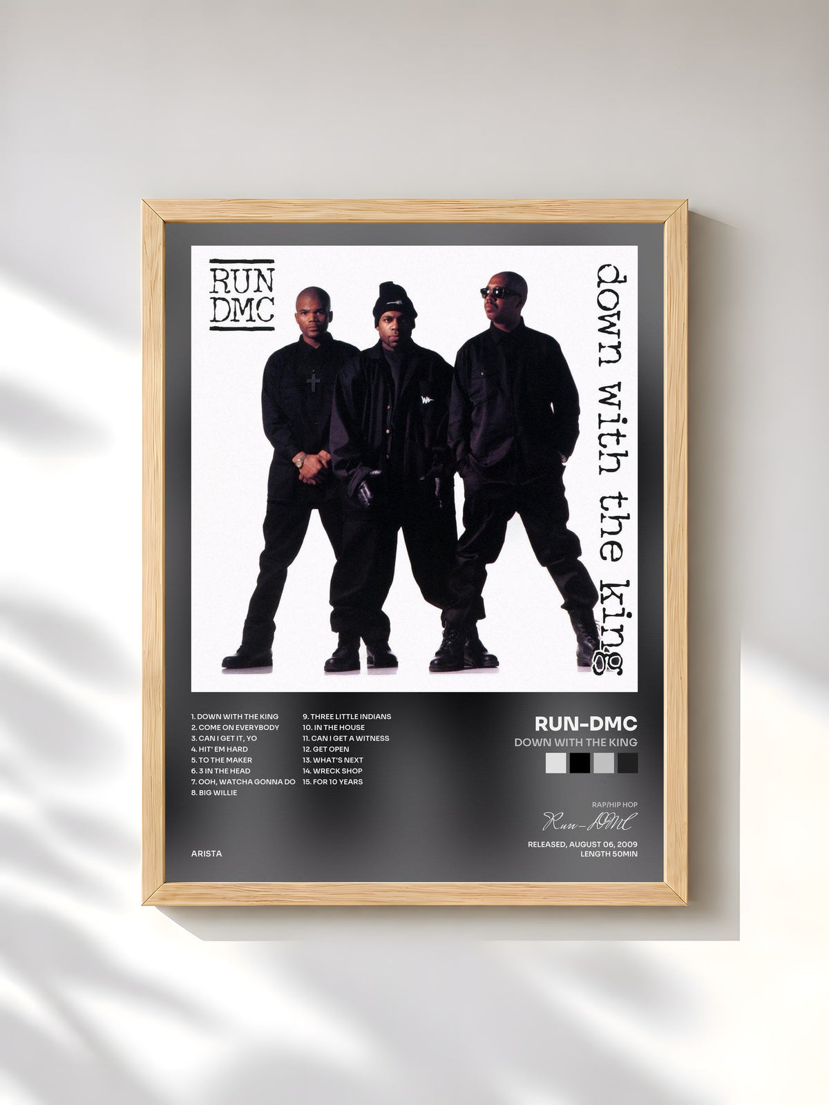 #bois Tableau de l'album Down With The King de Run-DMC, cadre en bois brut, imprimé et encadré en France