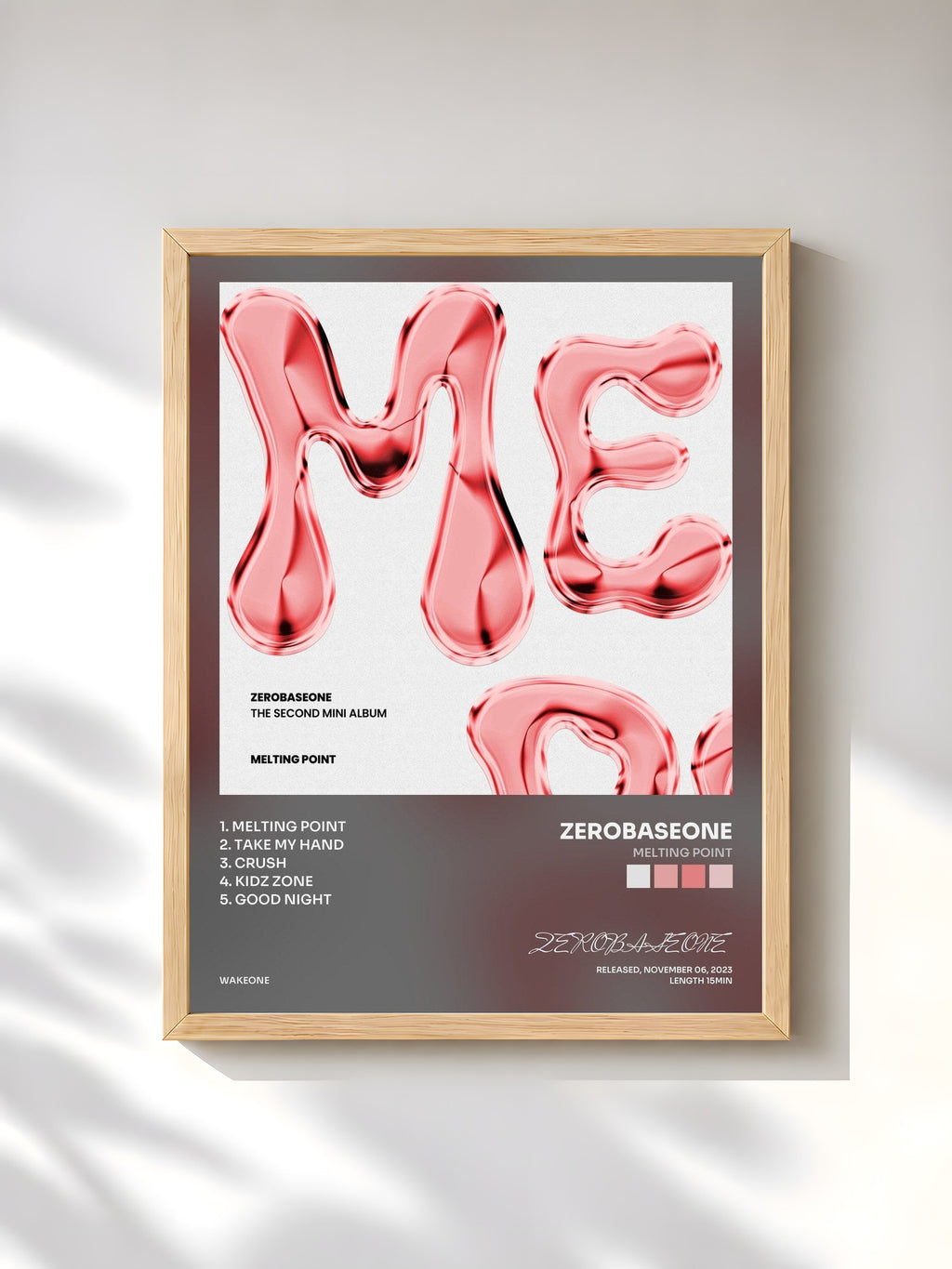 #bois Tableau de l'album MELTING POINT de ZEROBASEONE, cadre en bois brut, imprimé et encadré en France