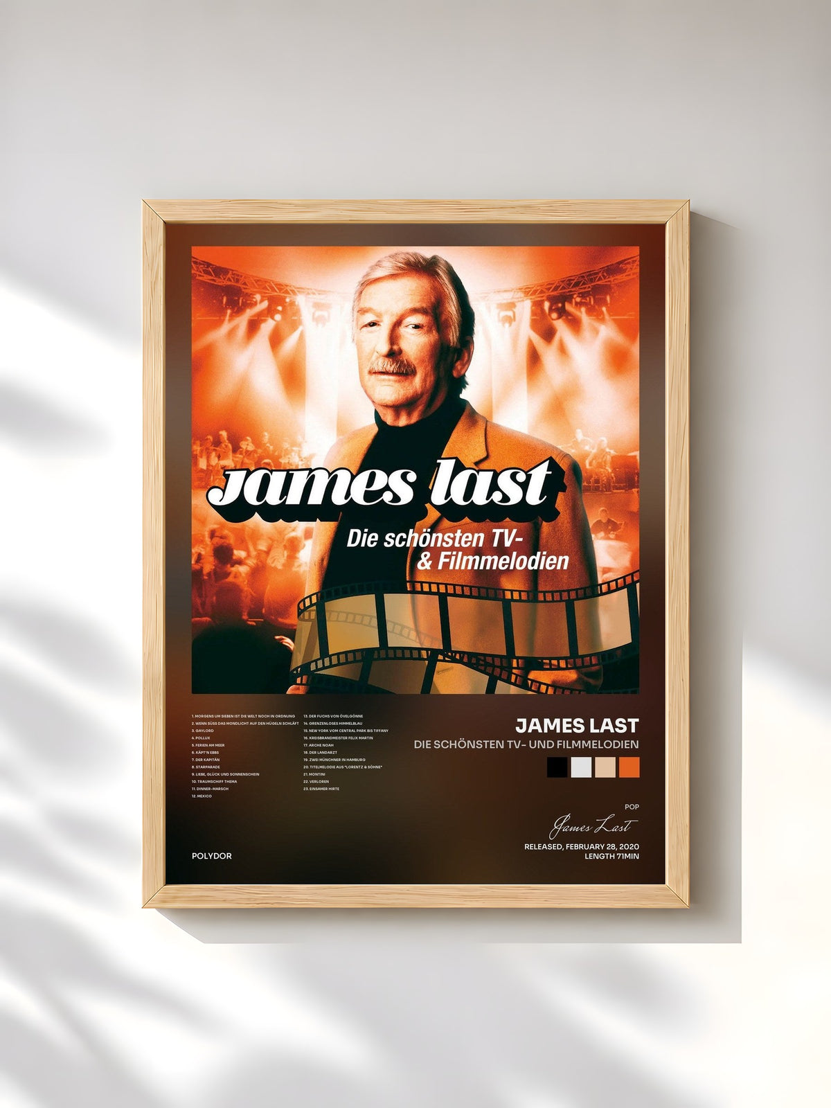 #bois Tableau de l'album Die schönsten TV- und Filmmelodien de James Last, cadre en bois brut, imprimé et encadré en France
