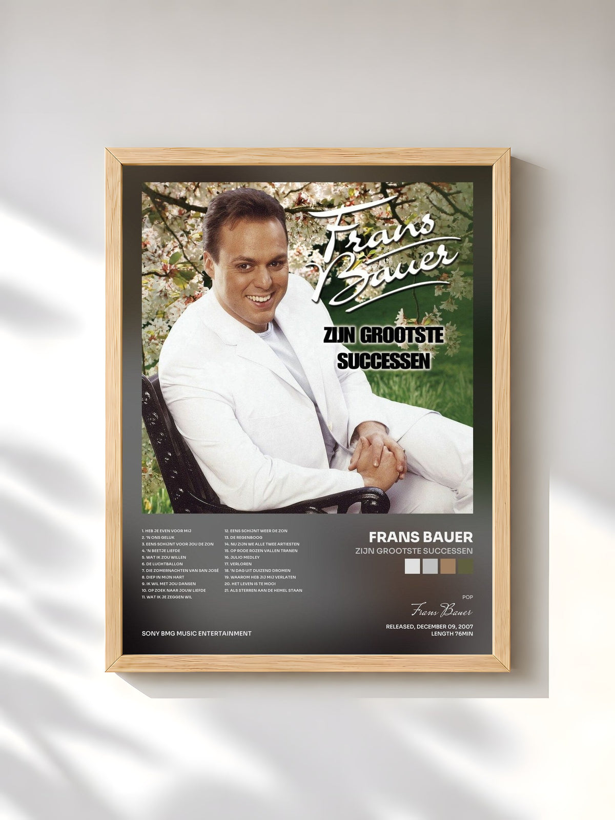 #bois Tableau de l'album Zijn Grootste Successen de Frans Bauer, cadre en bois brut, imprimé et encadré en France