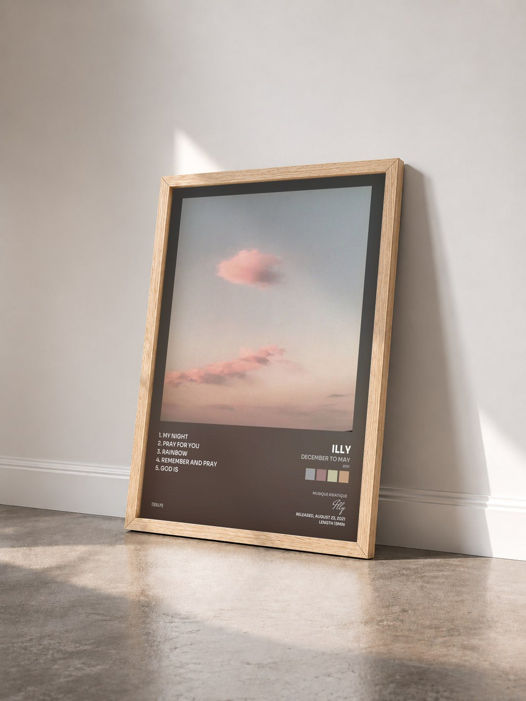 #bois Tableau de l'album December to May (2021) de Illy vu de trois quarts, cadre en bois brut
