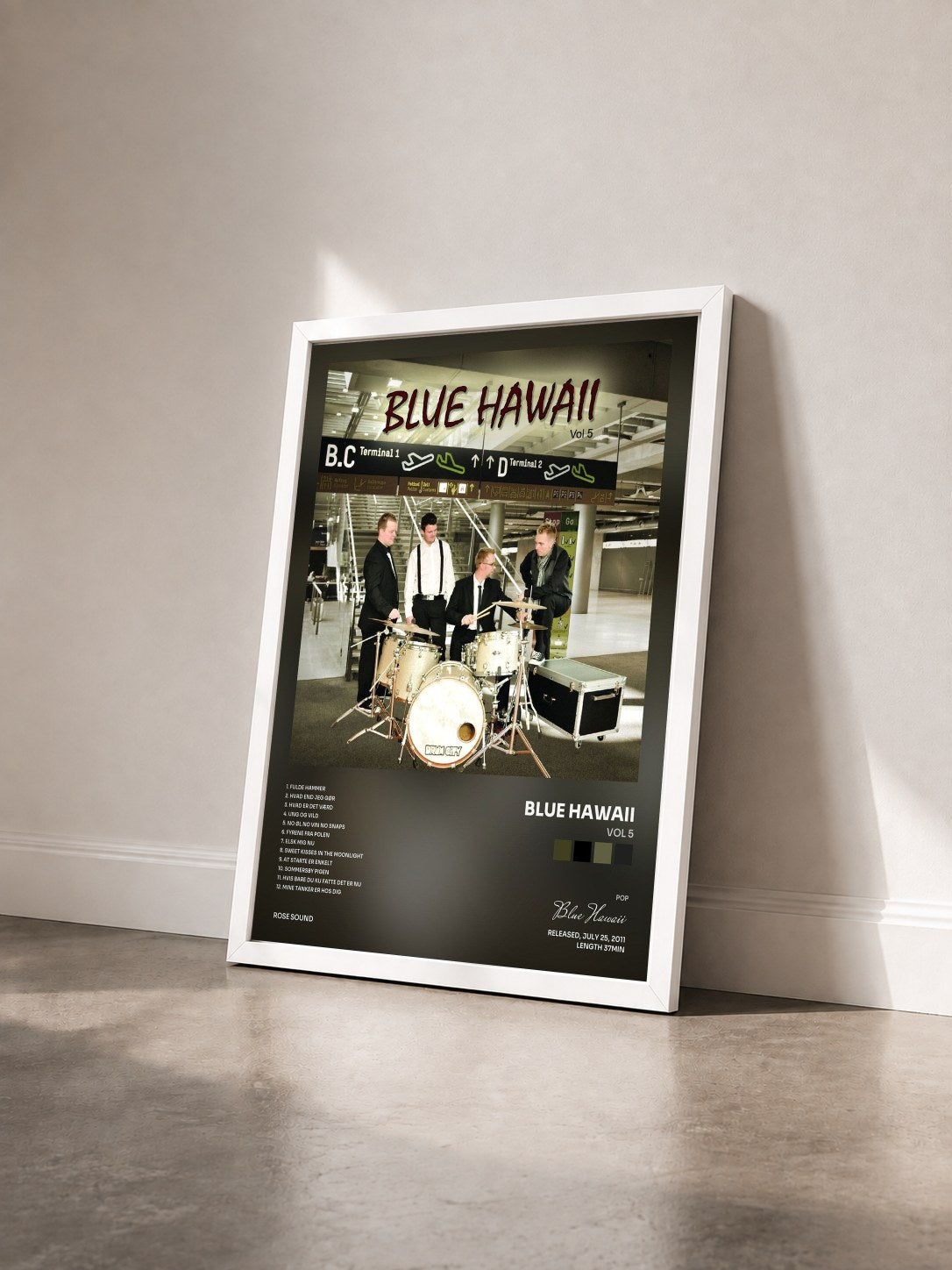 #blanc Tableau de l'album Vol 5 de Blue Hawaii vu de trois quarts, cadre blanc