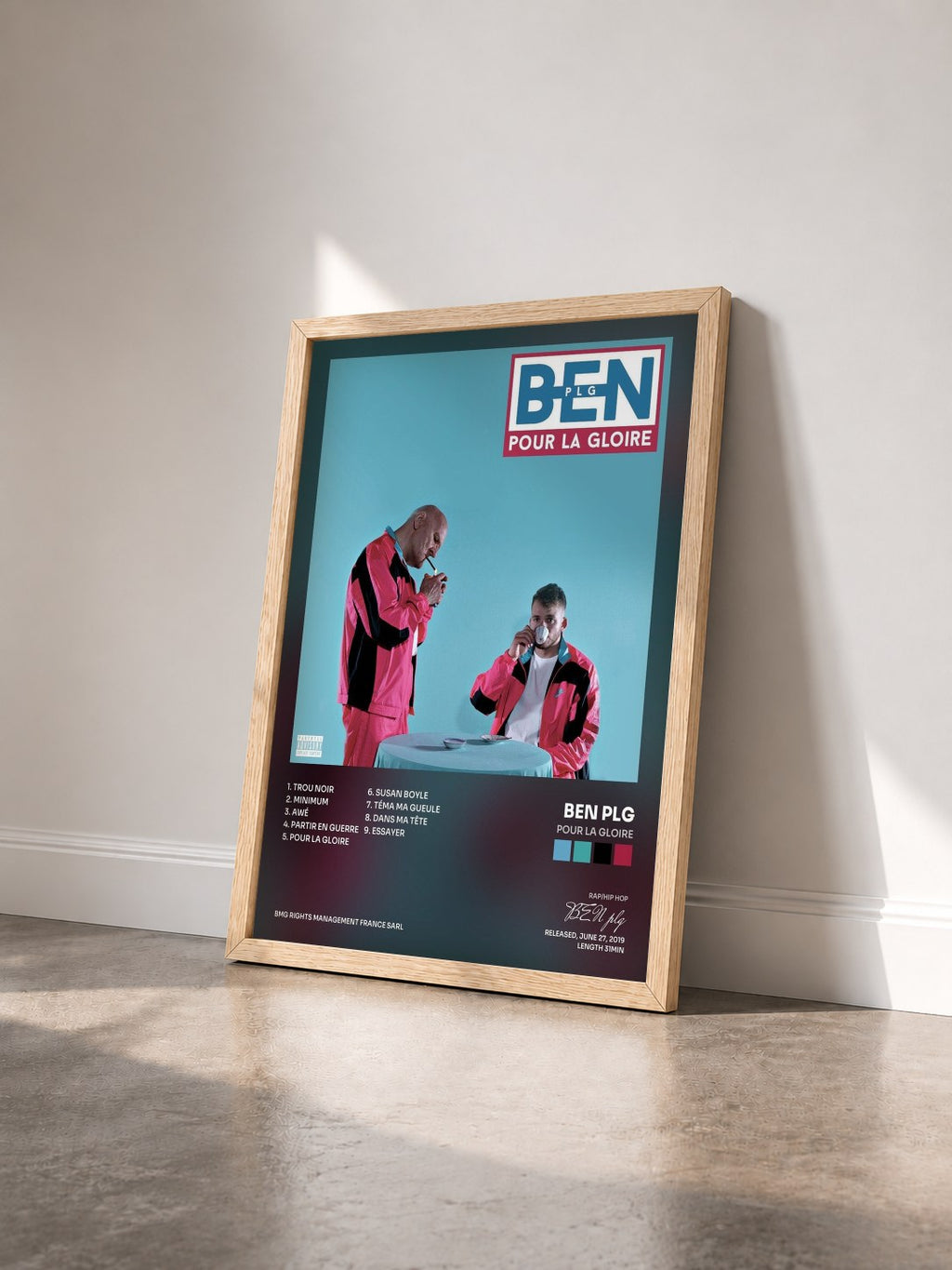 #bois Tableau de l'album Pour la gloire de BEN plg vu de trois quarts, cadre en bois brut