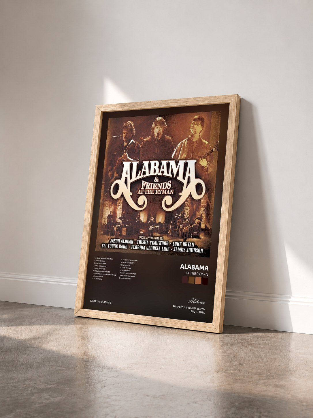 #bois Tableau de l'album At the Ryman de Alabama vu de trois quarts, cadre en bois brut
