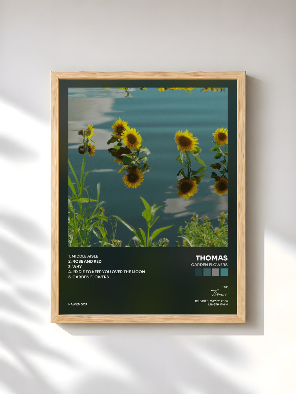 #bois Tableau de l'album Garden Flowers de Thomas, cadre en bois brut, imprimé et encadré en France