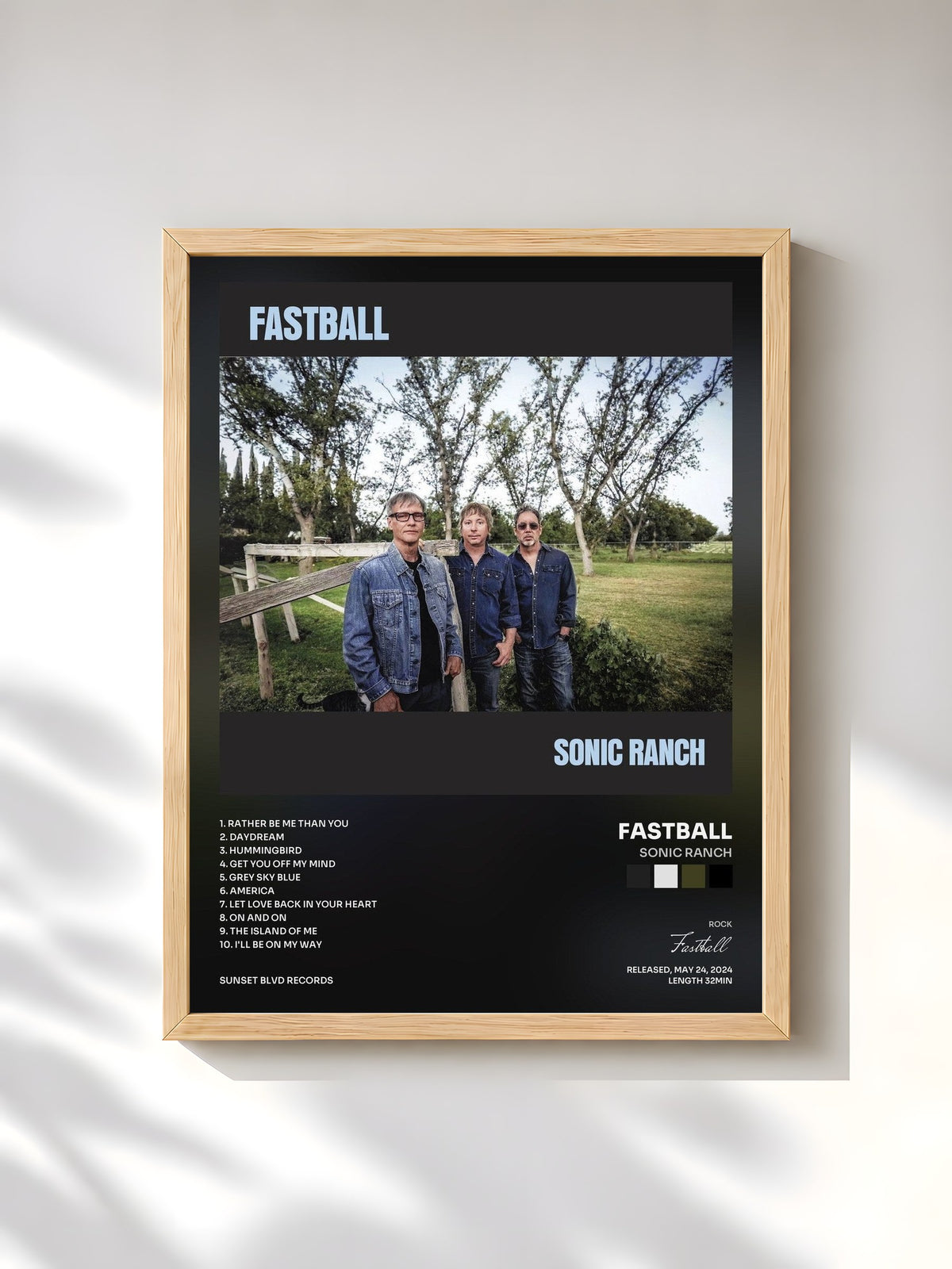 #bois Tableau de l'album Sonic Ranch de Fastball, cadre en bois brut, imprimé et encadré en France