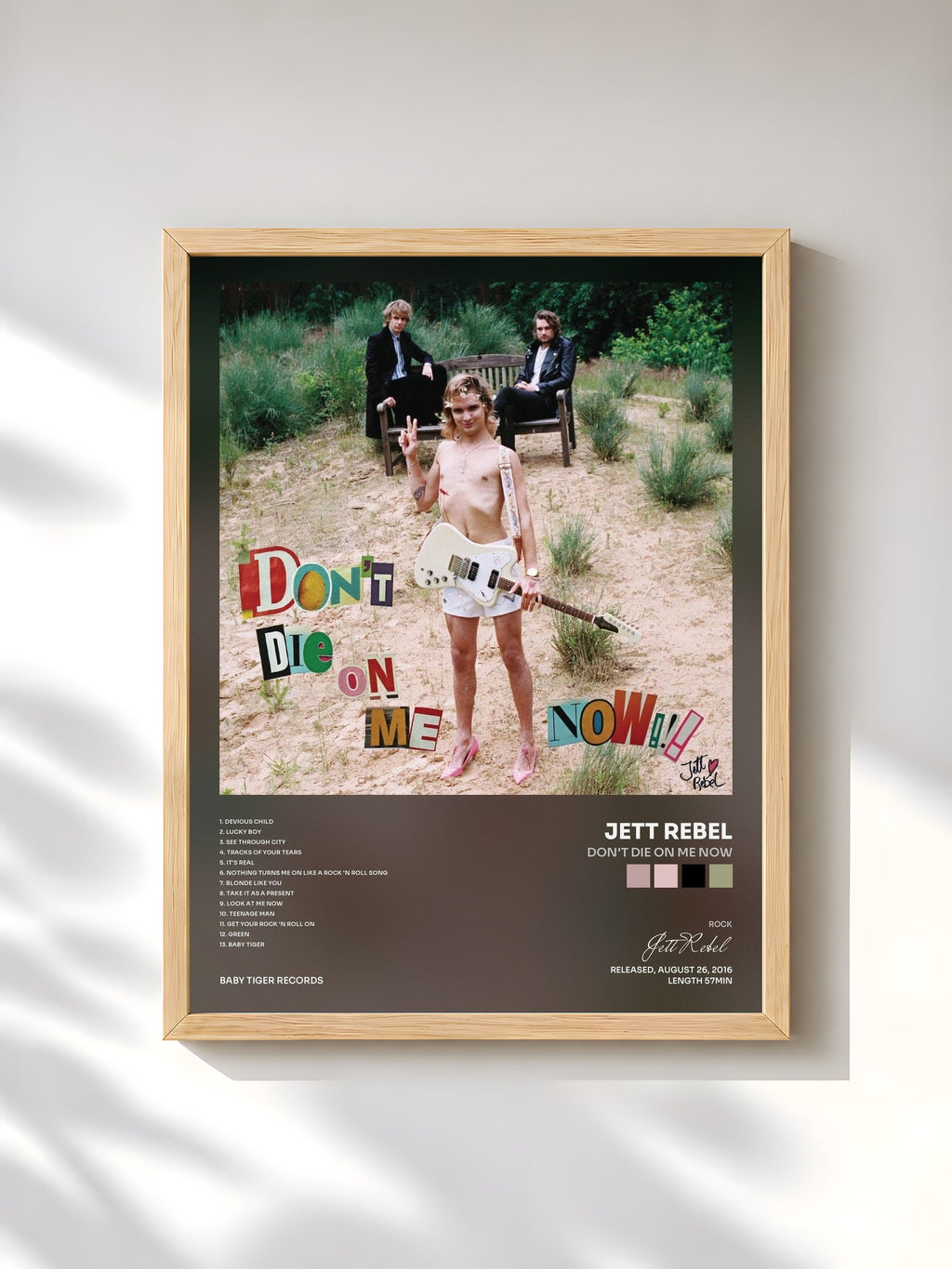 #bois Tableau de l'album Don't Die On Me Now de Jett Rebel, cadre en bois brut, imprimé et encadré en France