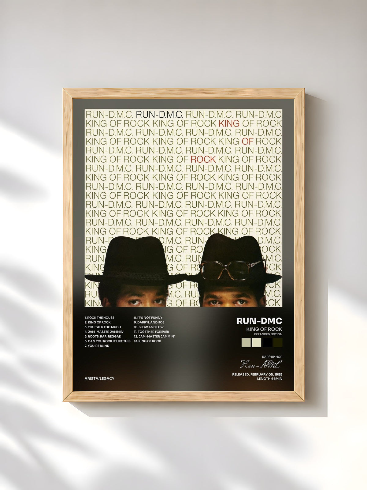#bois Tableau de l'album King Of Rock (Expanded Edition) de Run-DMC, cadre en bois brut, imprimé et encadré en France