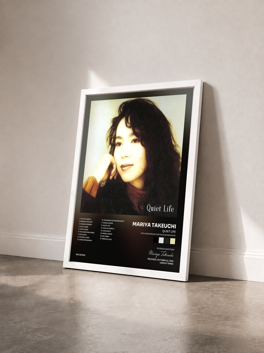 #blanc Tableau de l'album Quiet Life (30th Anniversary Edition; 2022 Remaster) de Mariya Takeuchi vu de trois quarts, cadre blanc