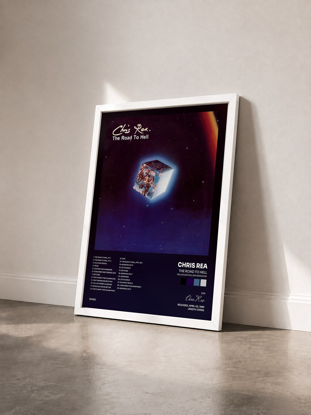 #blanc Tableau de l'album The Road to Hell (Deluxe Edition, 2019 Remaster) de Chris Rea vu de trois quarts, cadre blanc