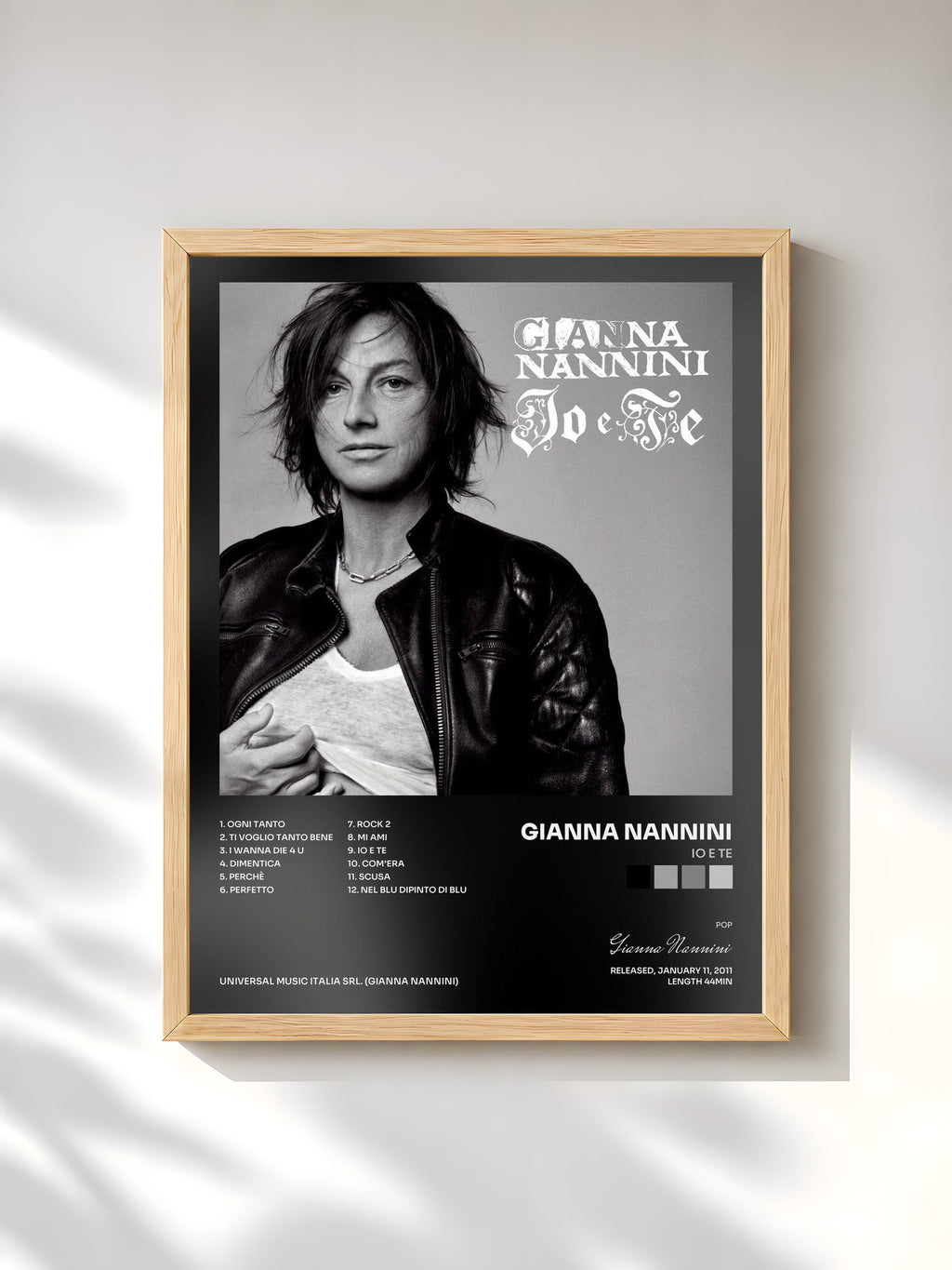 #bois Tableau de l'album Io E Te de Gianna Nannini, cadre en bois brut, imprimé et encadré en France