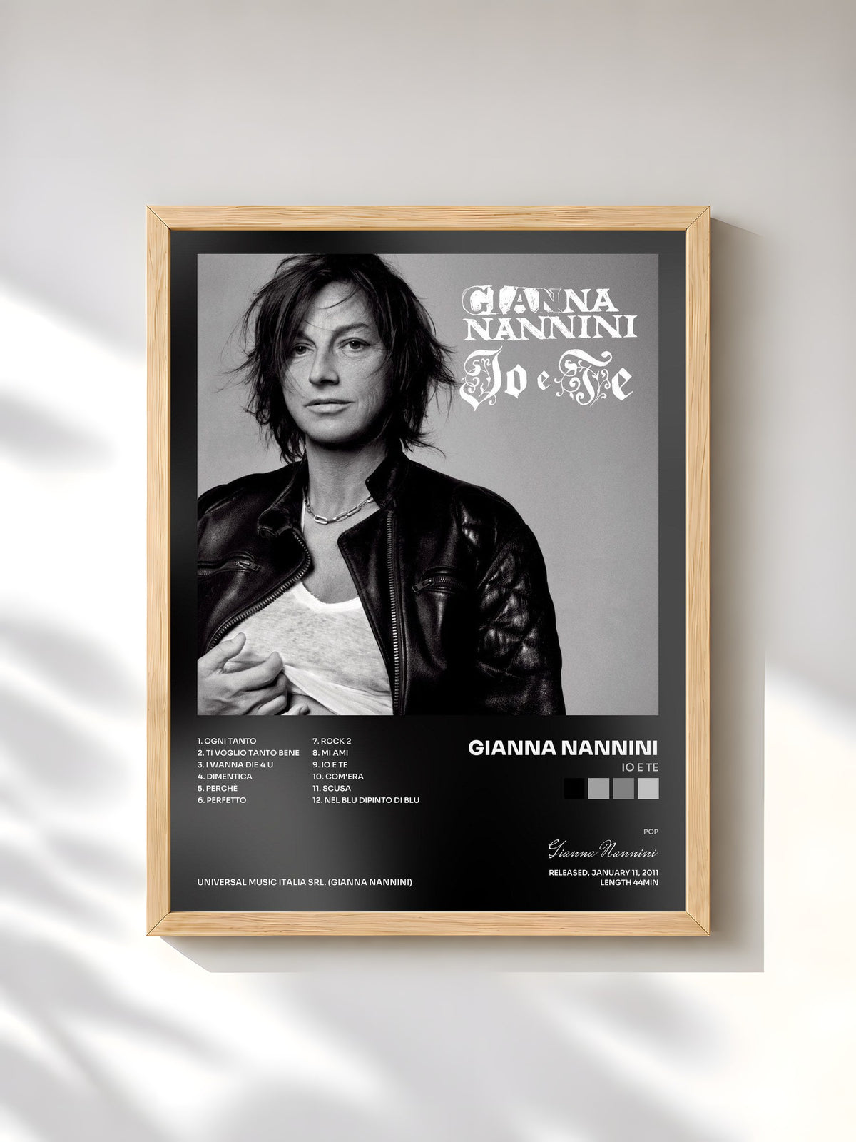 #bois Tableau de l'album Io E Te de Gianna Nannini, cadre en bois brut, imprimé et encadré en France