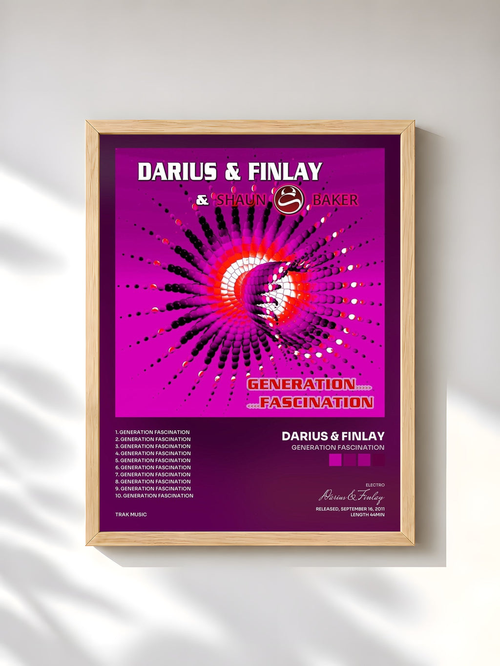 #bois Tableau de l'album Generation Fascination de Darius & Finlay, cadre en bois brut, imprimé et encadré en France