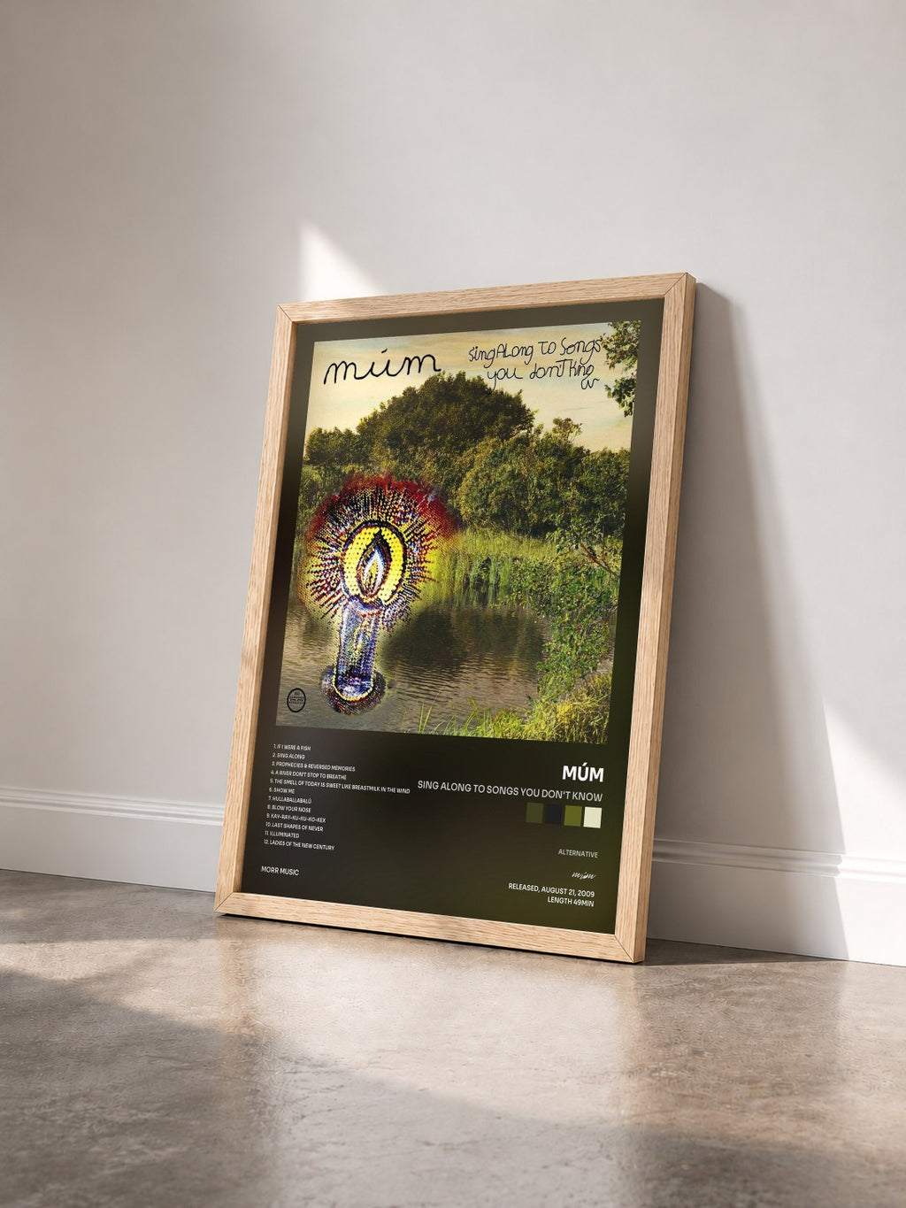 #bois Tableau de l'album Sing Along To Songs You Don't Know de múm vu de trois quarts, cadre en bois brut