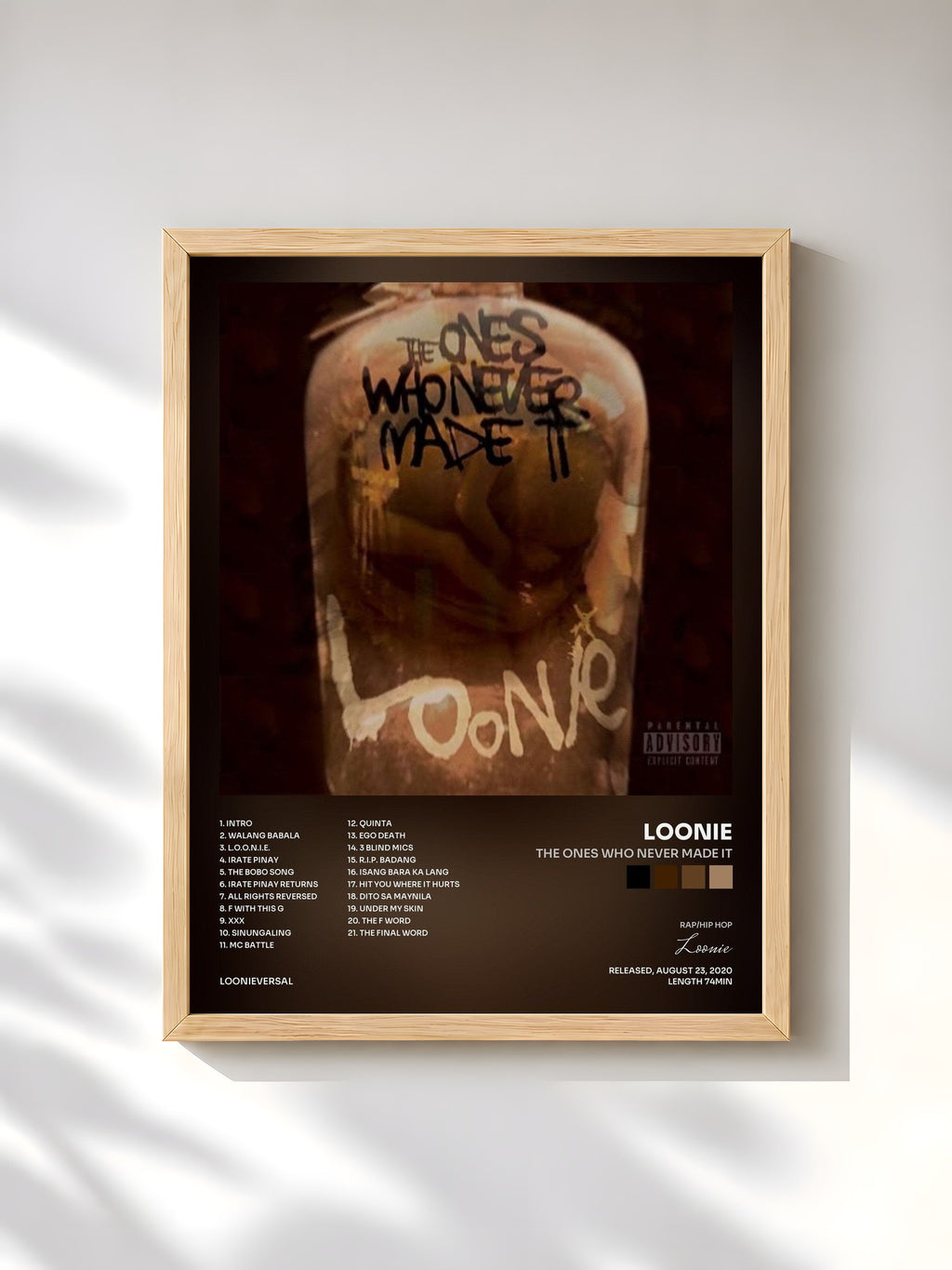 #bois Tableau de l'album The Ones Who Never Made It de Loonie, cadre en bois brut, imprimé et encadré en France