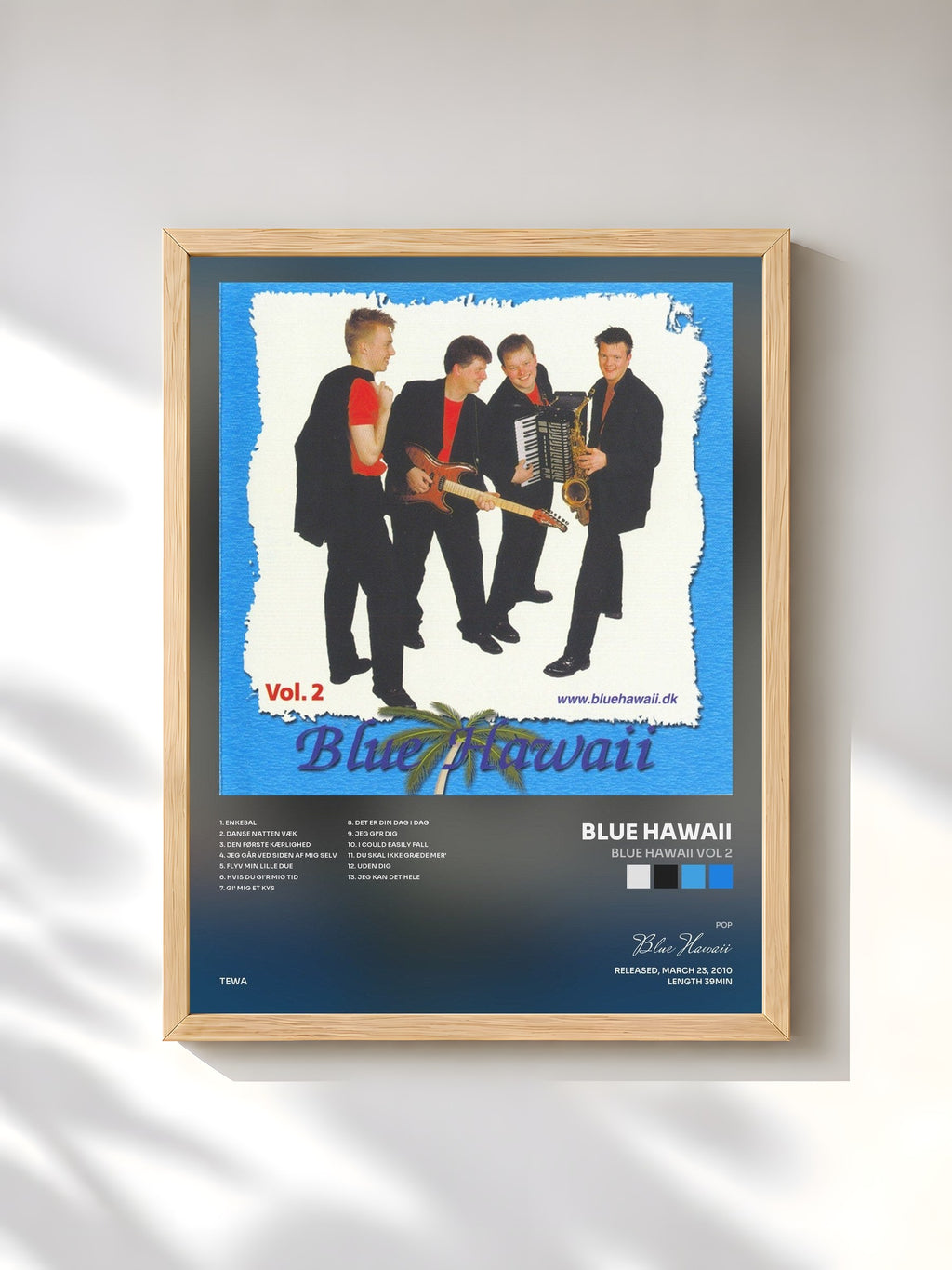 #bois Tableau de l'album Blue Hawaii Vol 2 de Blue Hawaii, cadre en bois brut, imprimé et encadré en France