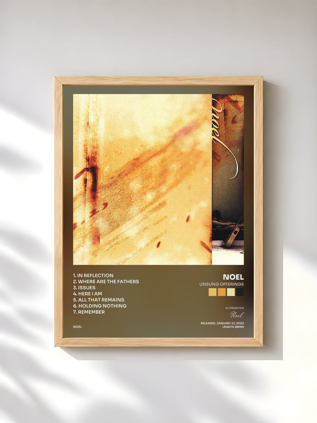 #bois Tableau de l'album Unsung Offerings de Noel, cadre en bois brut, imprimé et encadré en France