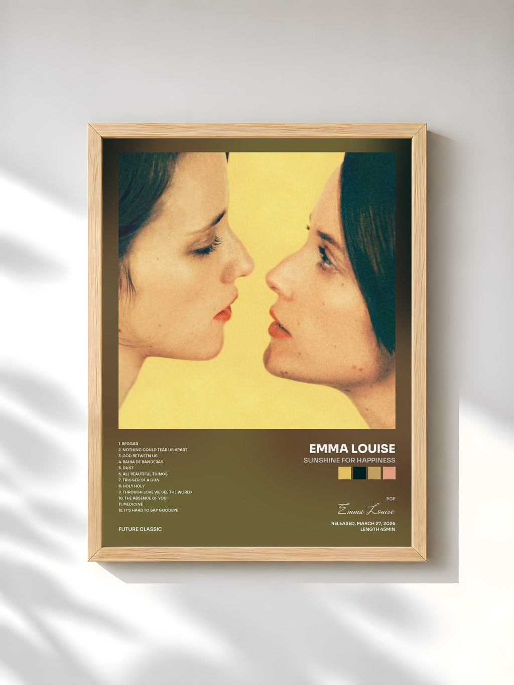 #bois Tableau de l'album Sunshine For Happiness de Emma Louise, cadre en bois brut, imprimé et encadré en France