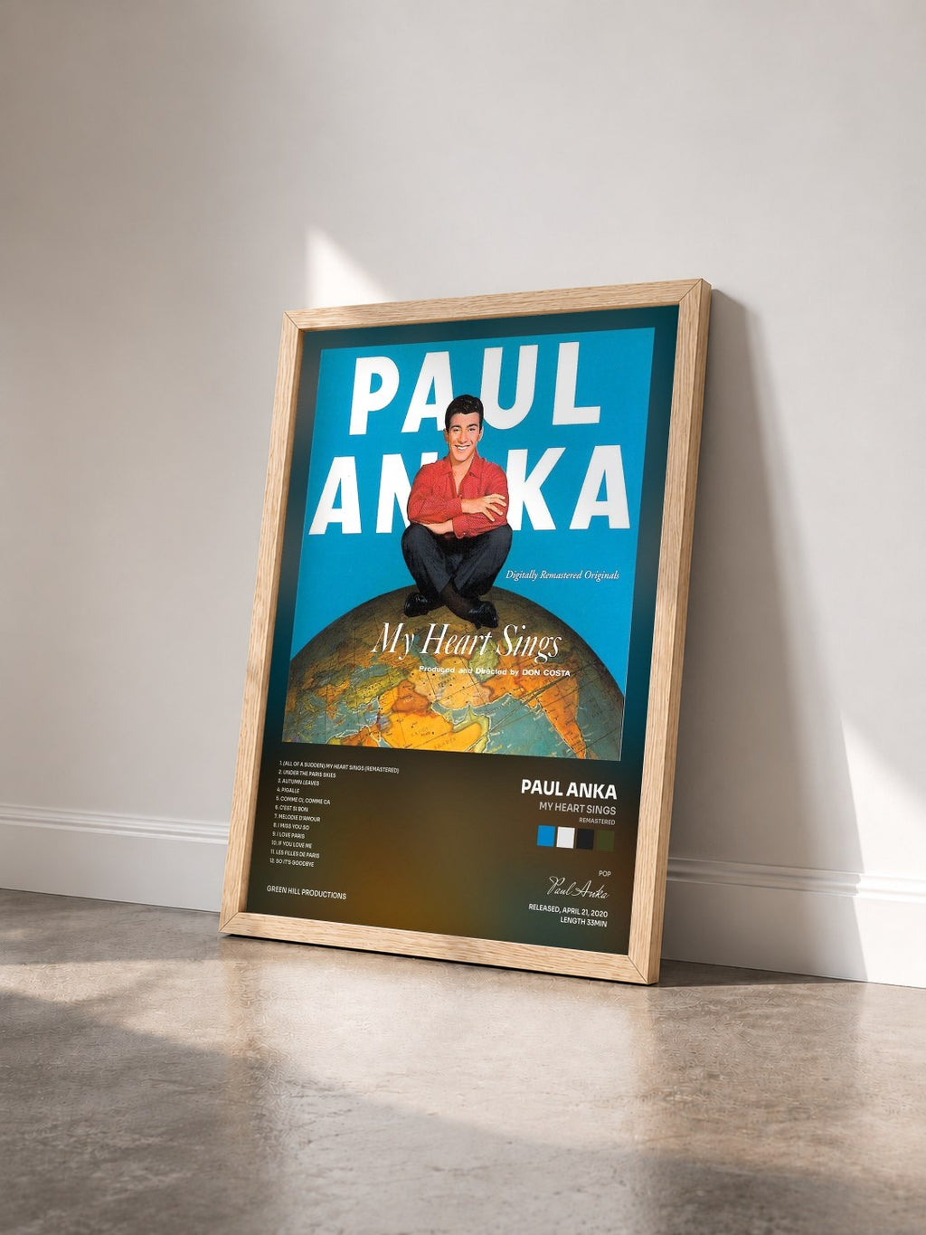 #bois Tableau de l'album My Heart Sings (Remastered) de Paul Anka vu de trois quarts, cadre en bois brut