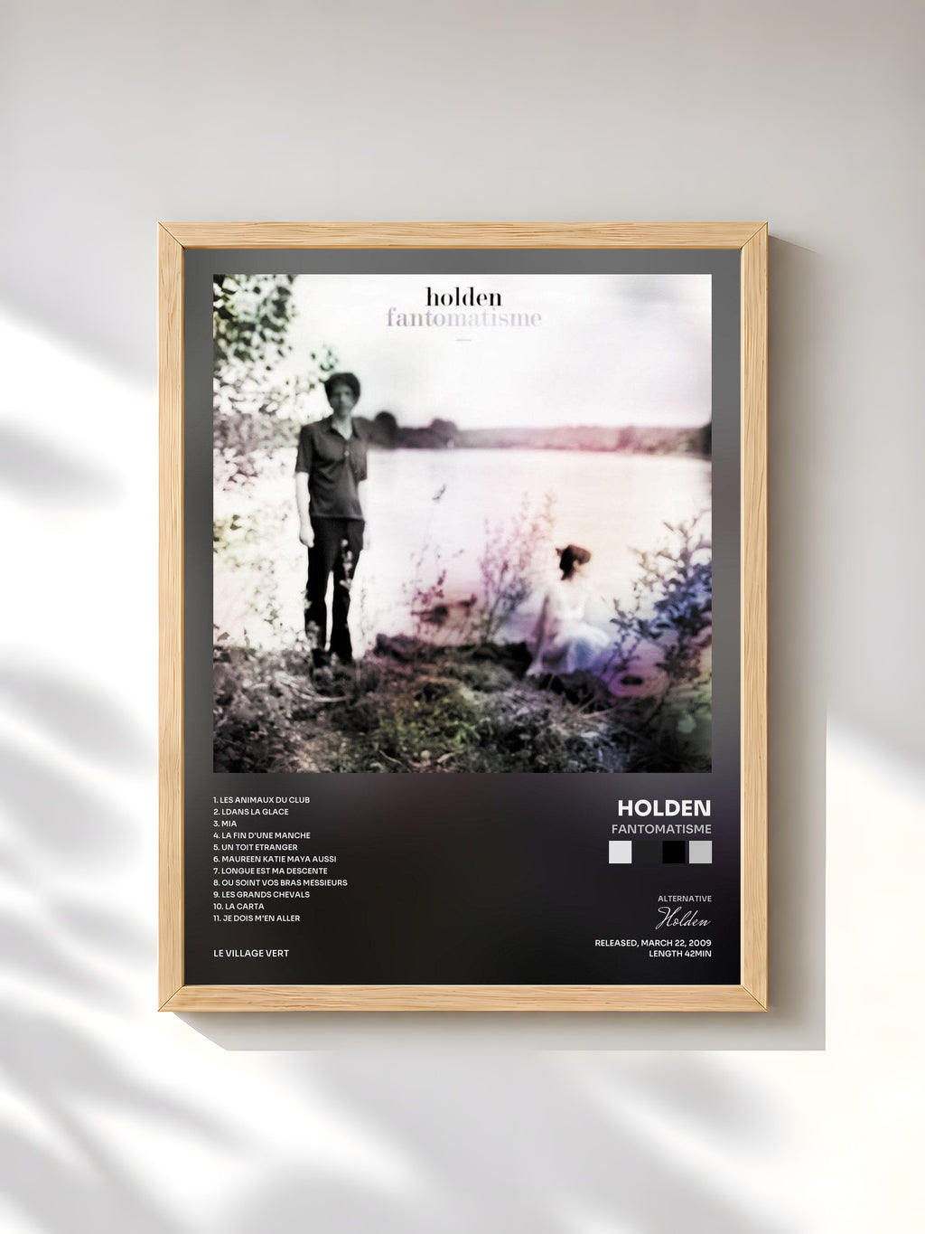 #bois Tableau de l'album Fantomatisme de Holden, cadre en bois brut, imprimé et encadré en France
