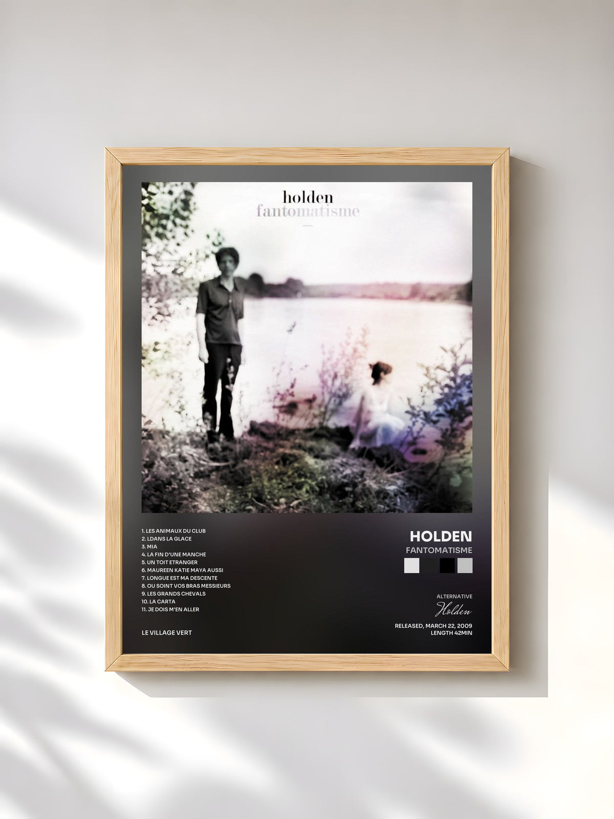 #bois Tableau de l'album Fantomatisme de Holden, cadre en bois brut, imprimé et encadré en France