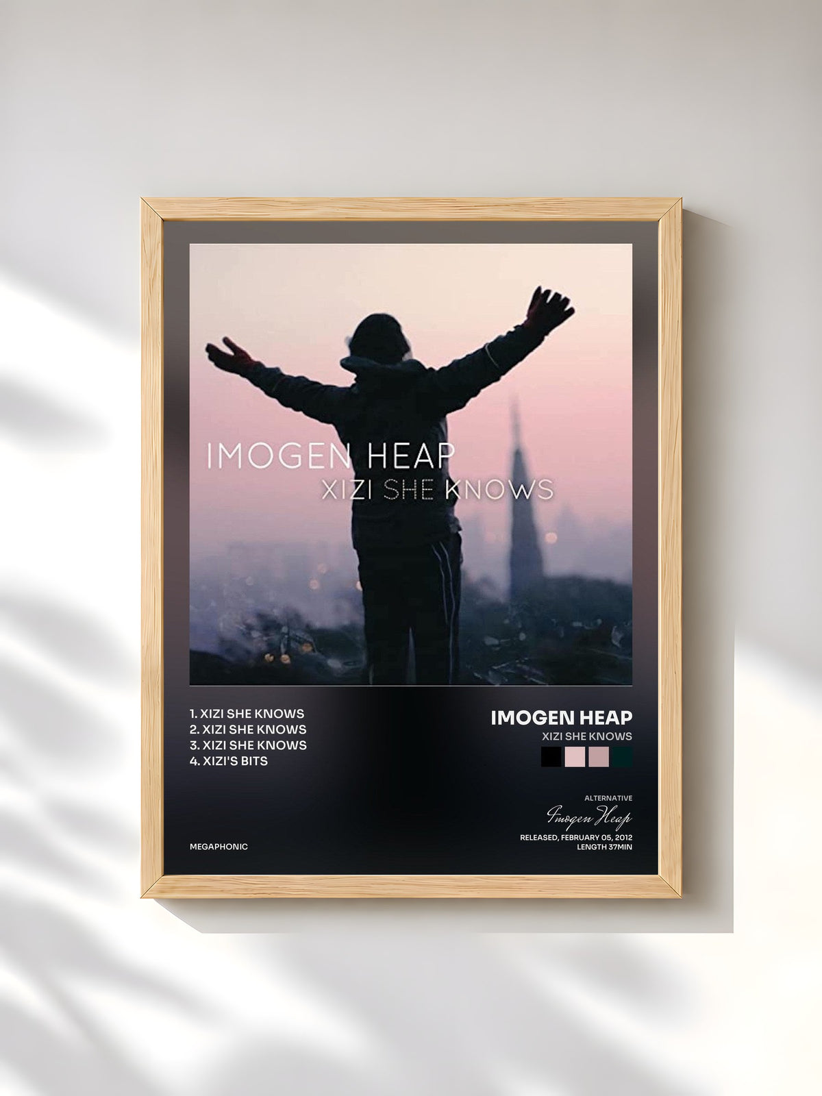 #bois Tableau de l'album Xizi She Knows de Imogen Heap, cadre en bois brut, imprimé et encadré en France